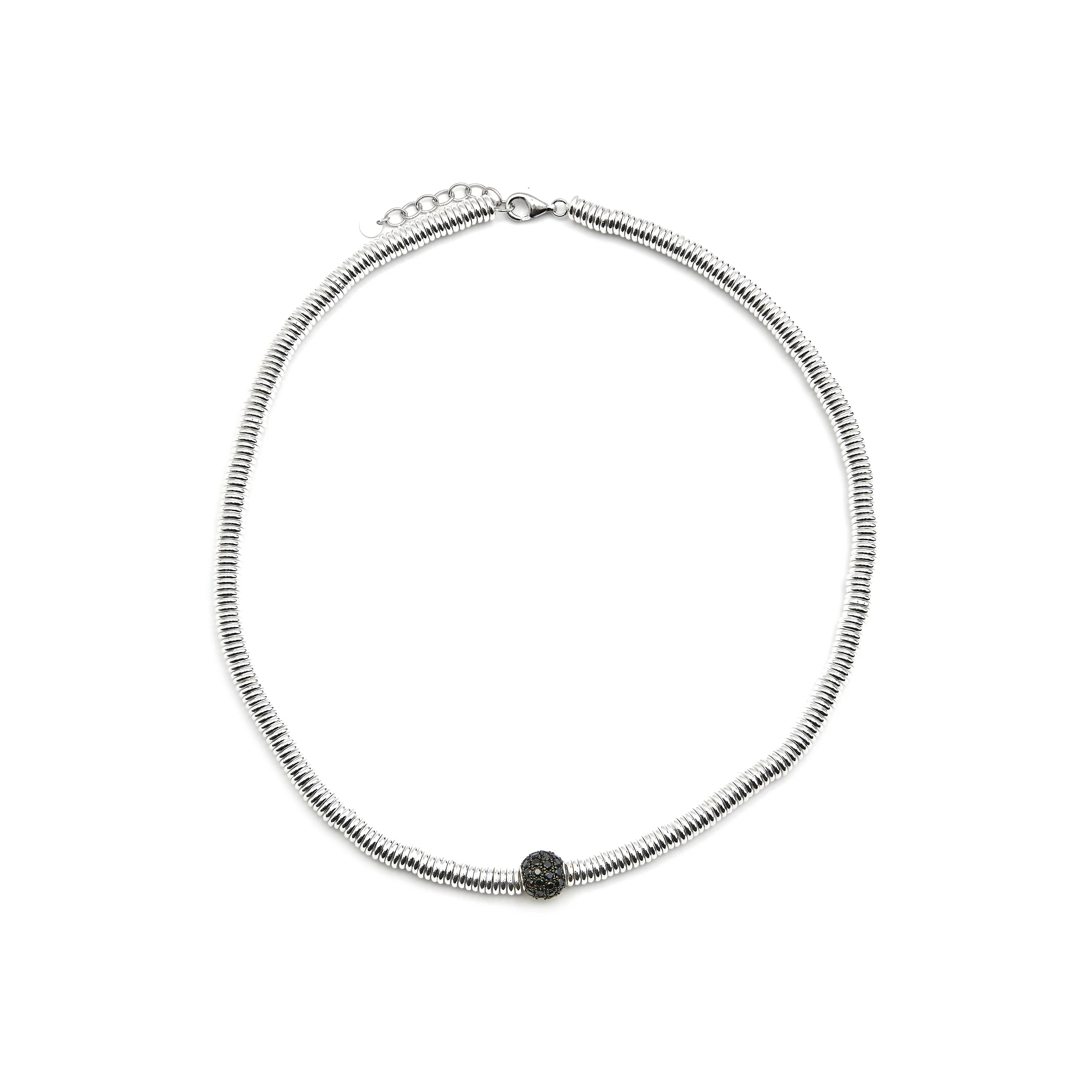 Collar de Plata de Ley 925 y Circonita Onix acabado en rodio - Orfi - Image 3