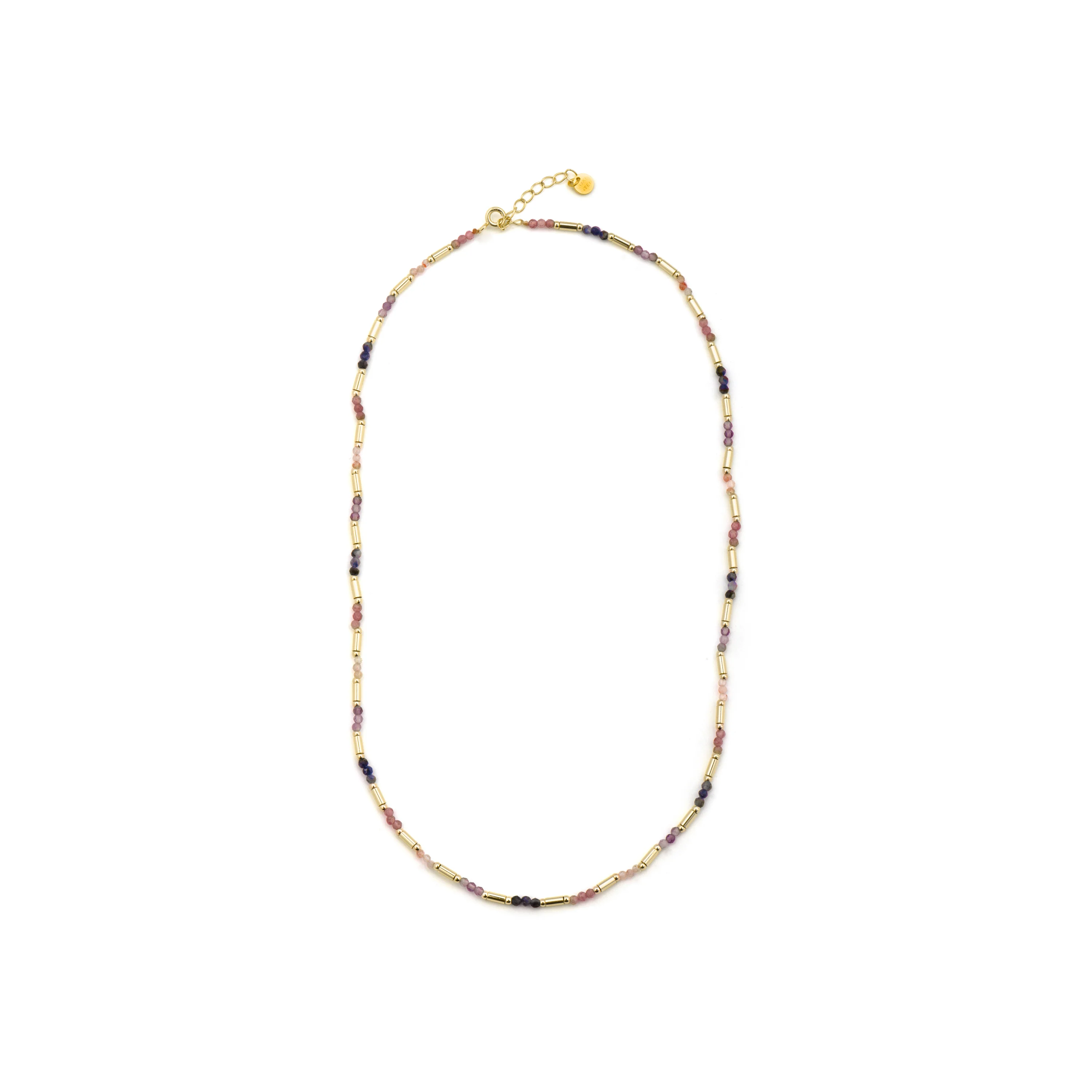 Collar de Plata de Ley 925 y Turmalina Multicolor acabado en oro amarillo 18k - Otssy - Image 3