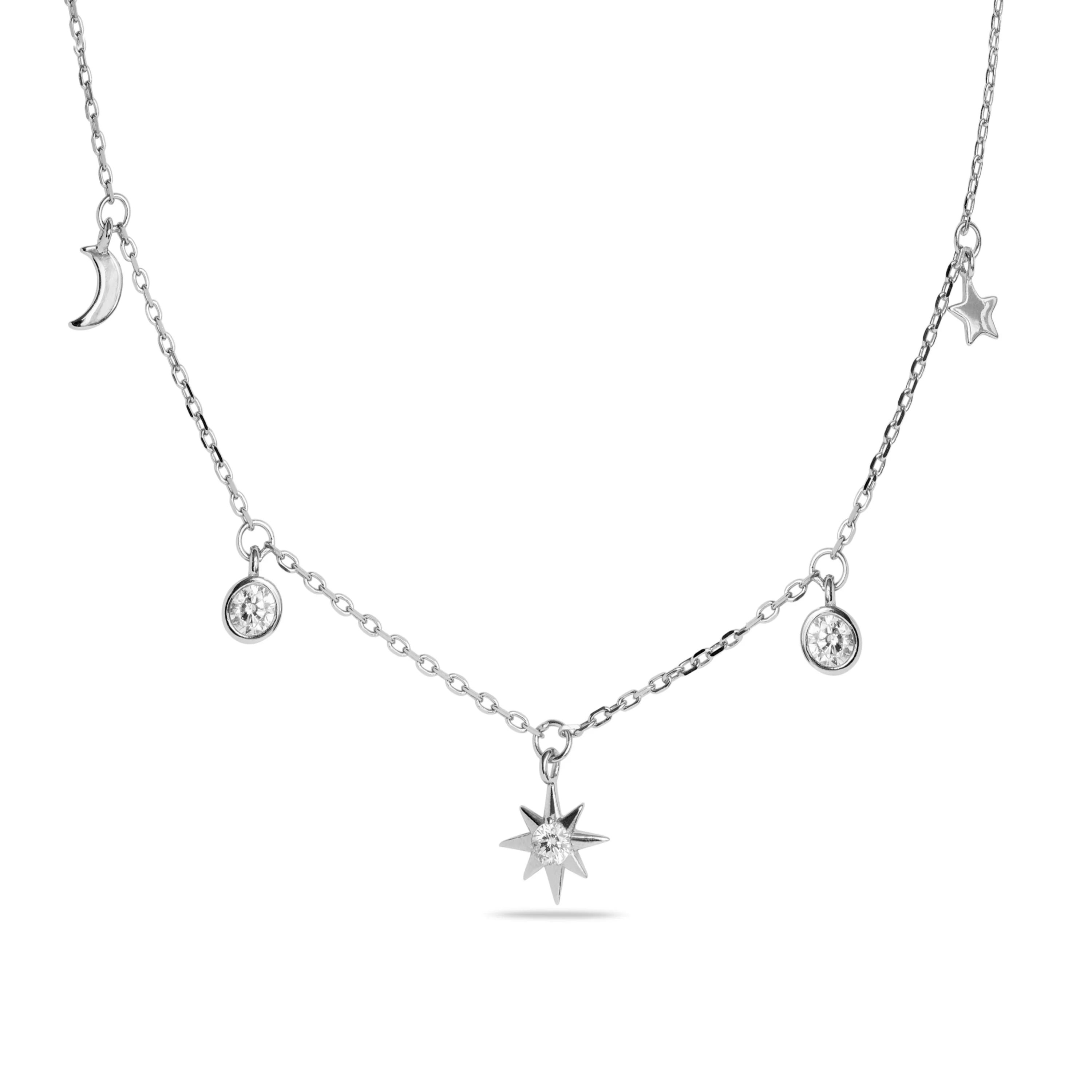 Collar de Plata de Ley 925 con Circonita Brillante acabado en rodio - Oyazia - Image 3