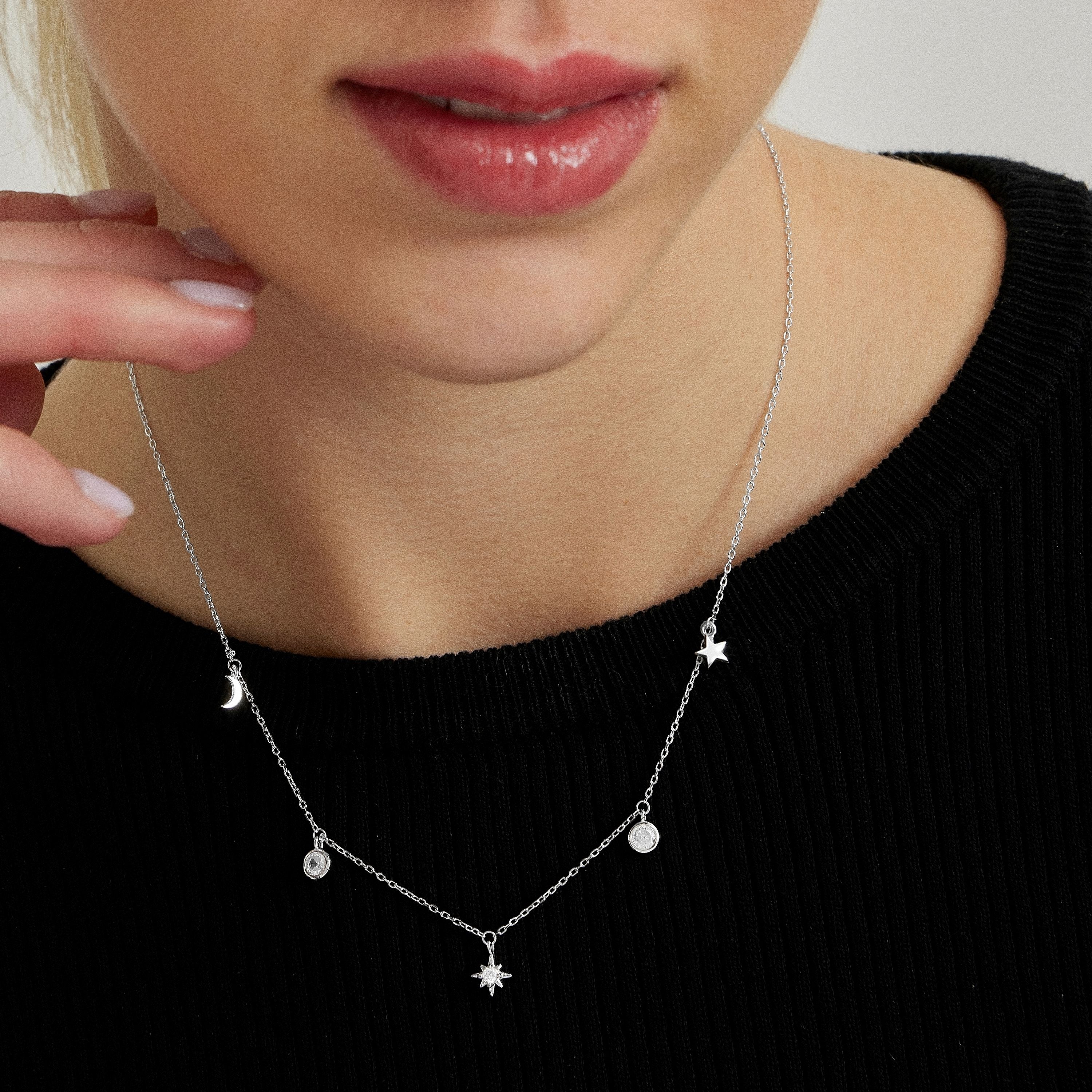 Collar de Plata de Ley 925 con Circonita Brillante acabado en rodio - Oyazia - Image 4