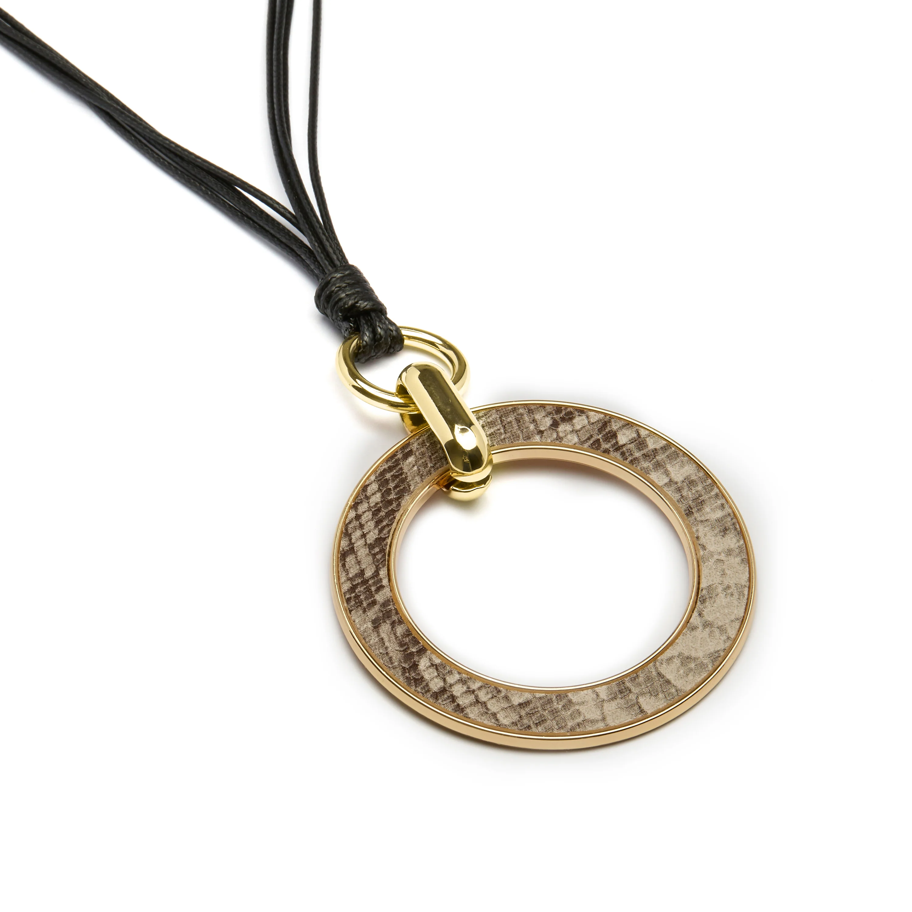 Collar de Cuero Negro acabado en oro amarillo 18K - Phiae - Image 3