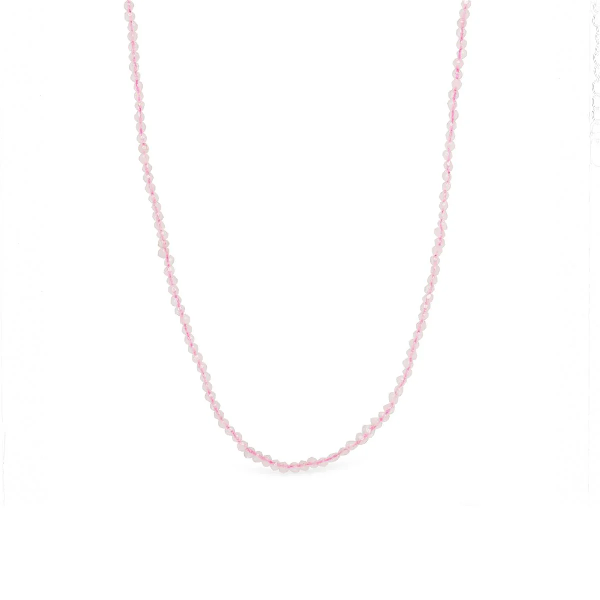 Cadena piedra natural plata de ley 925 - 55cm - Piedra Natural ROSA