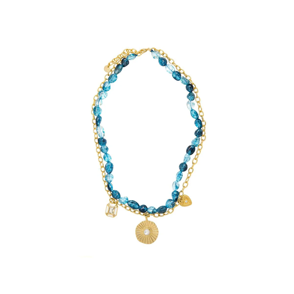 Collar Prisya acabado en oro amarillo de 18 kts - Prisya AZUL - Image 2