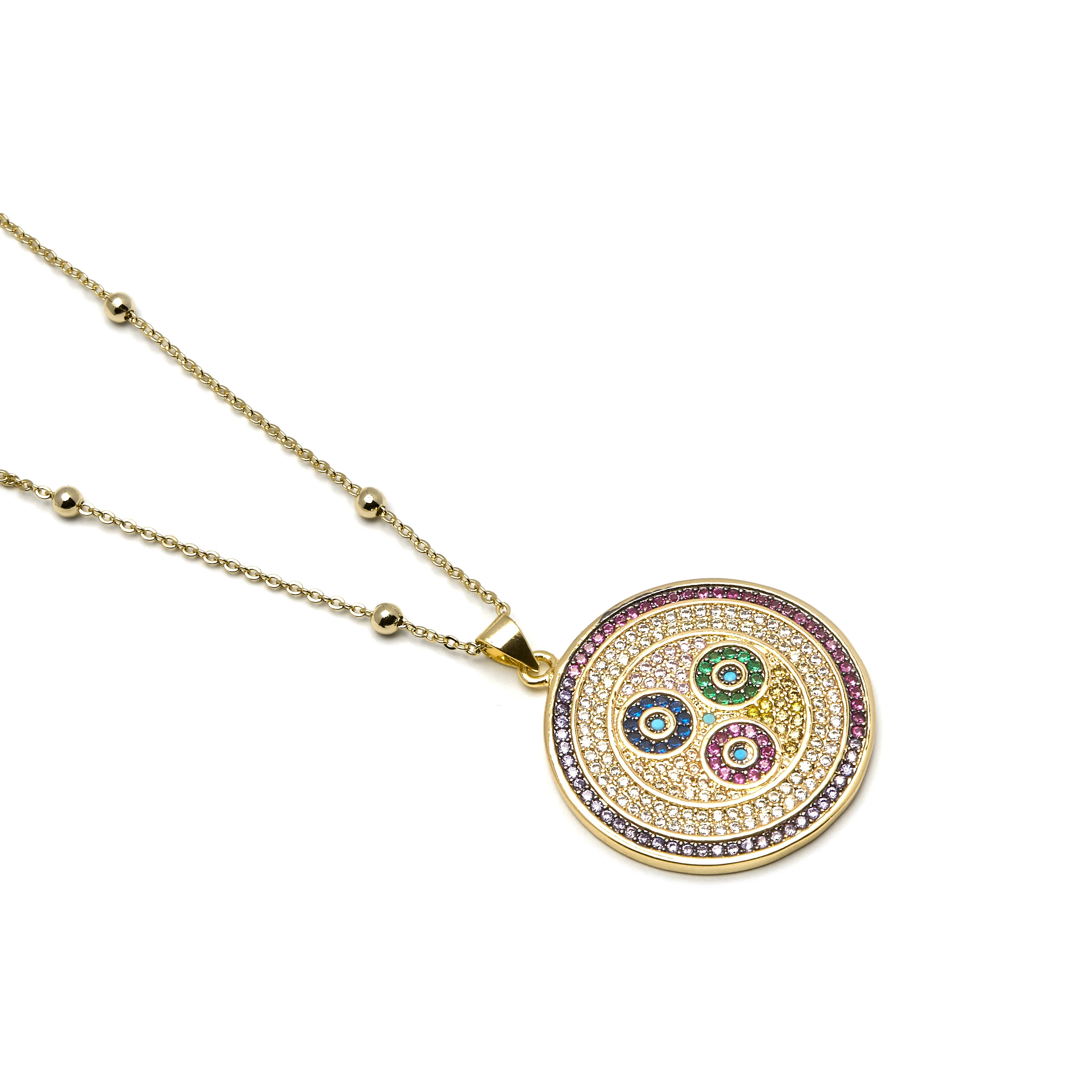 Collar con Circonita Multicolor acabado oro 18k - Purma - Image 5