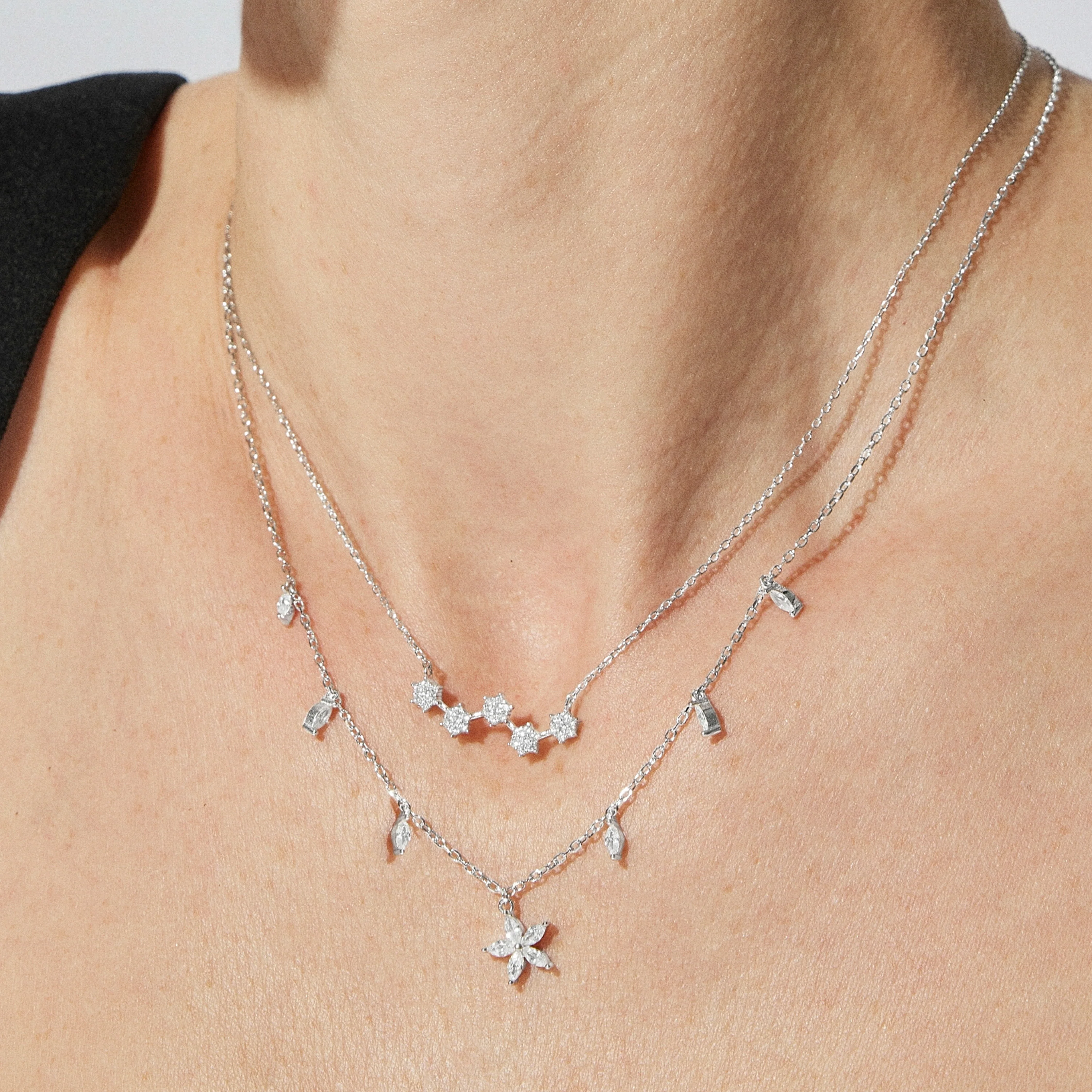 Collar de Plata de Ley 925 con Circonita Brillante acabado en rodio - Rani - Image 3