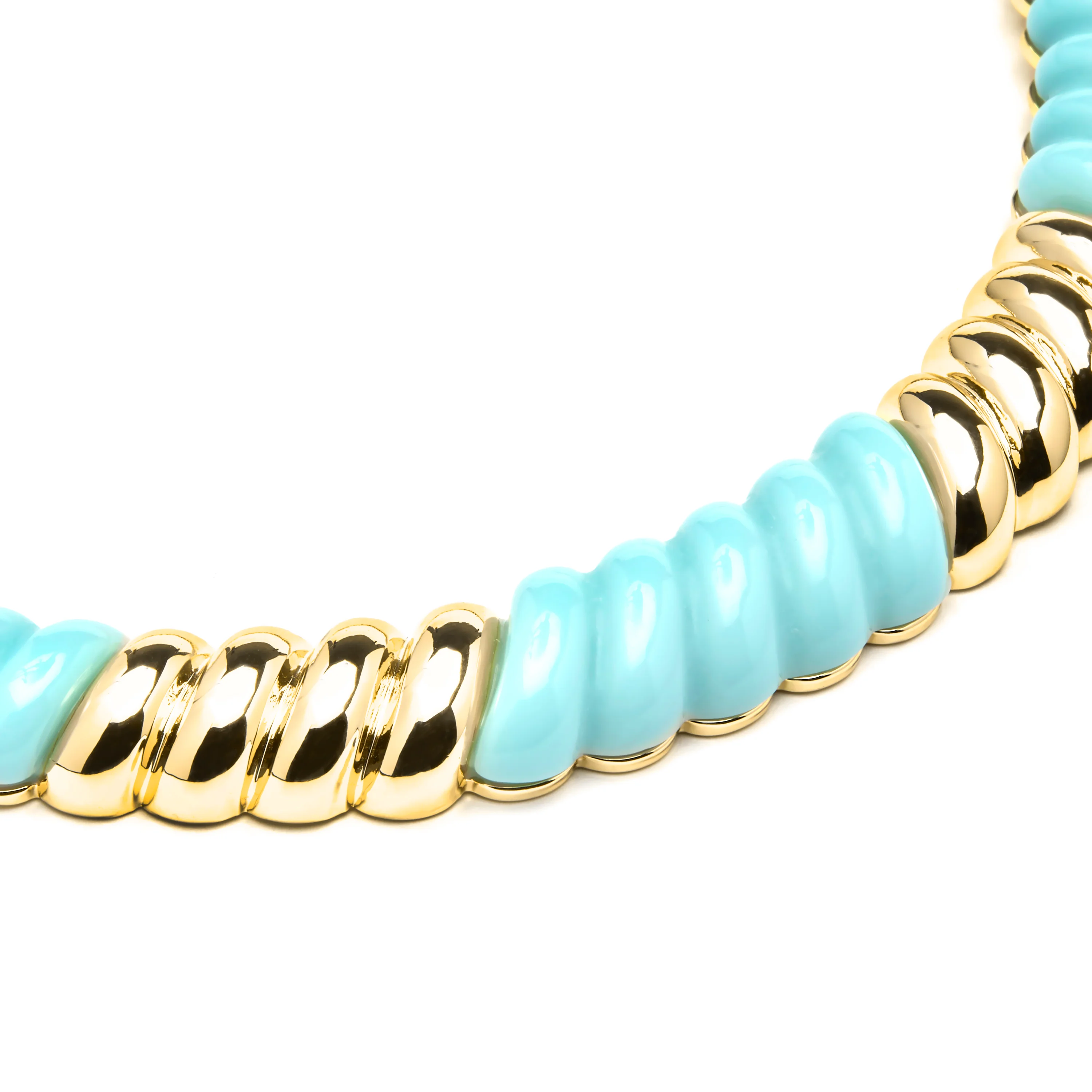 Collar acabado oro amarillo de 18k y Resina Azul - Rawil - Image 5