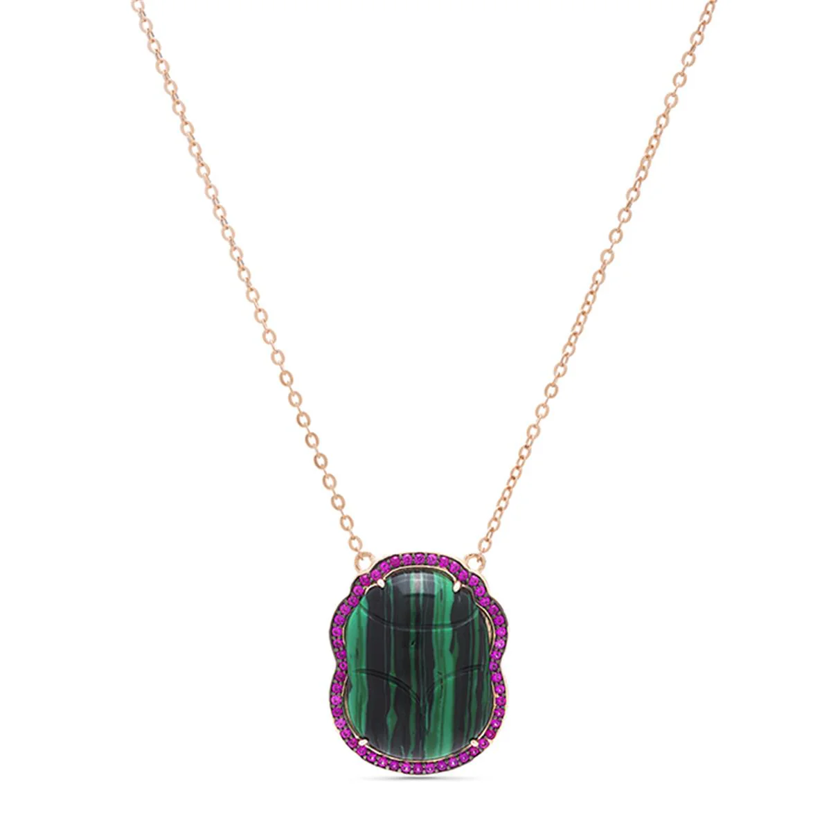 Collar Riddan Plata, Oro rosa y Malaquita - Riddan VERDE