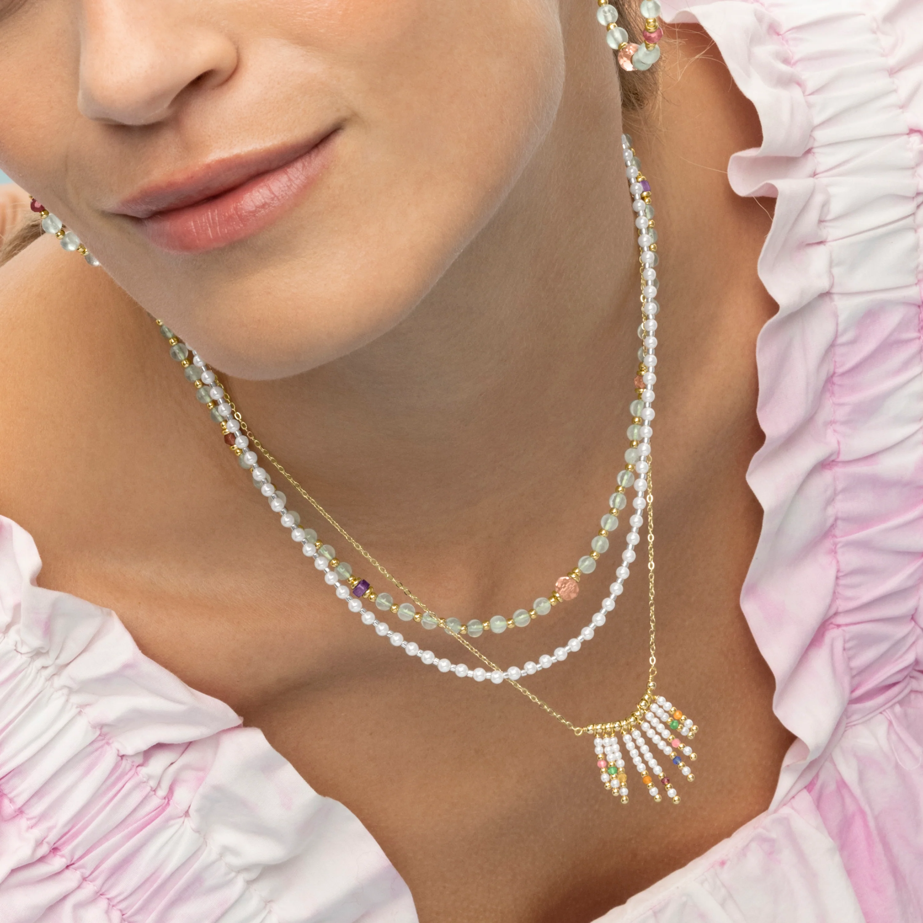 Collar de Plata de Ley 925 con Prehenita acabado en oro amarillo 18K - Rilxi - Image 3