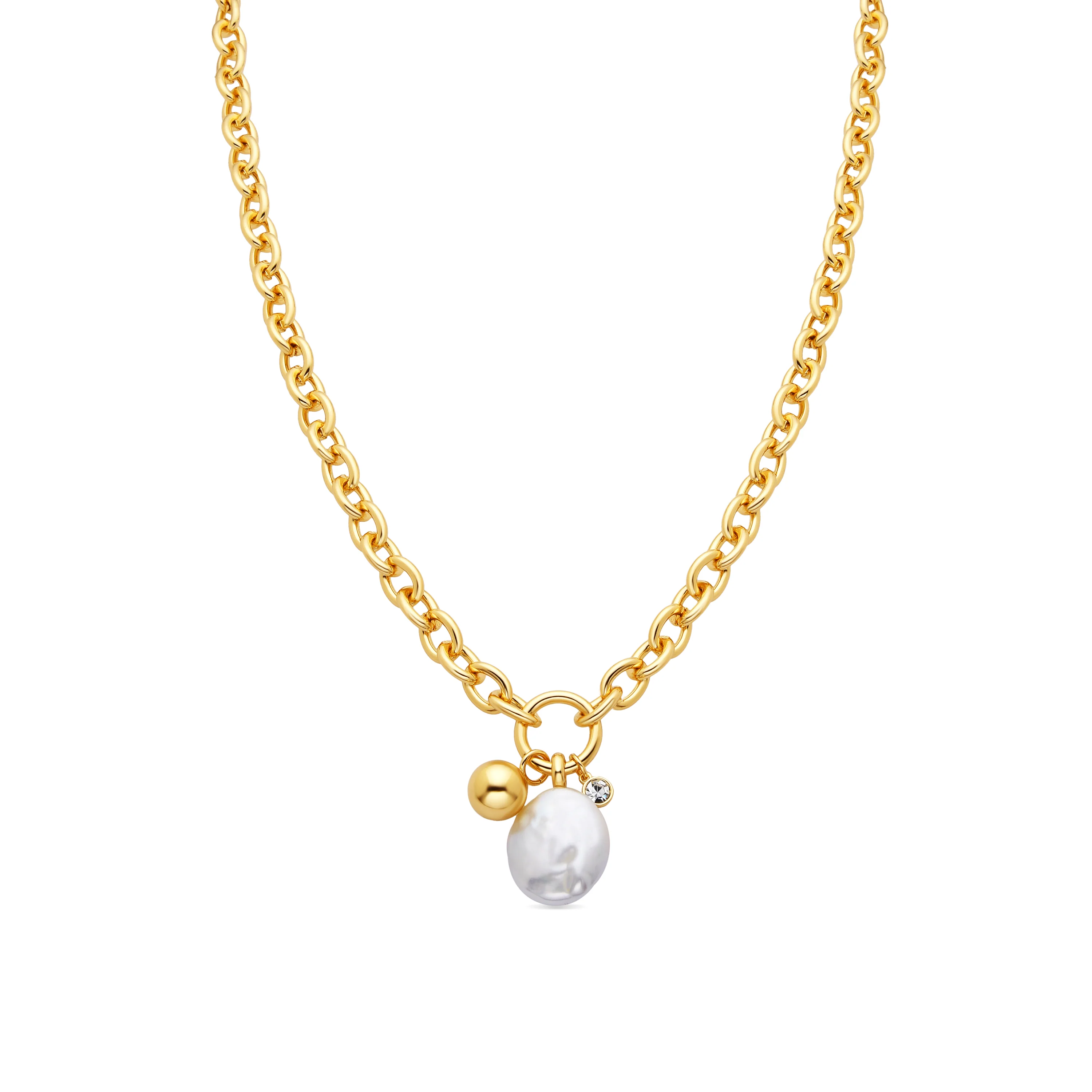 Collar acabado oro amarillo de 18k y Perla Blanca - Rinwe