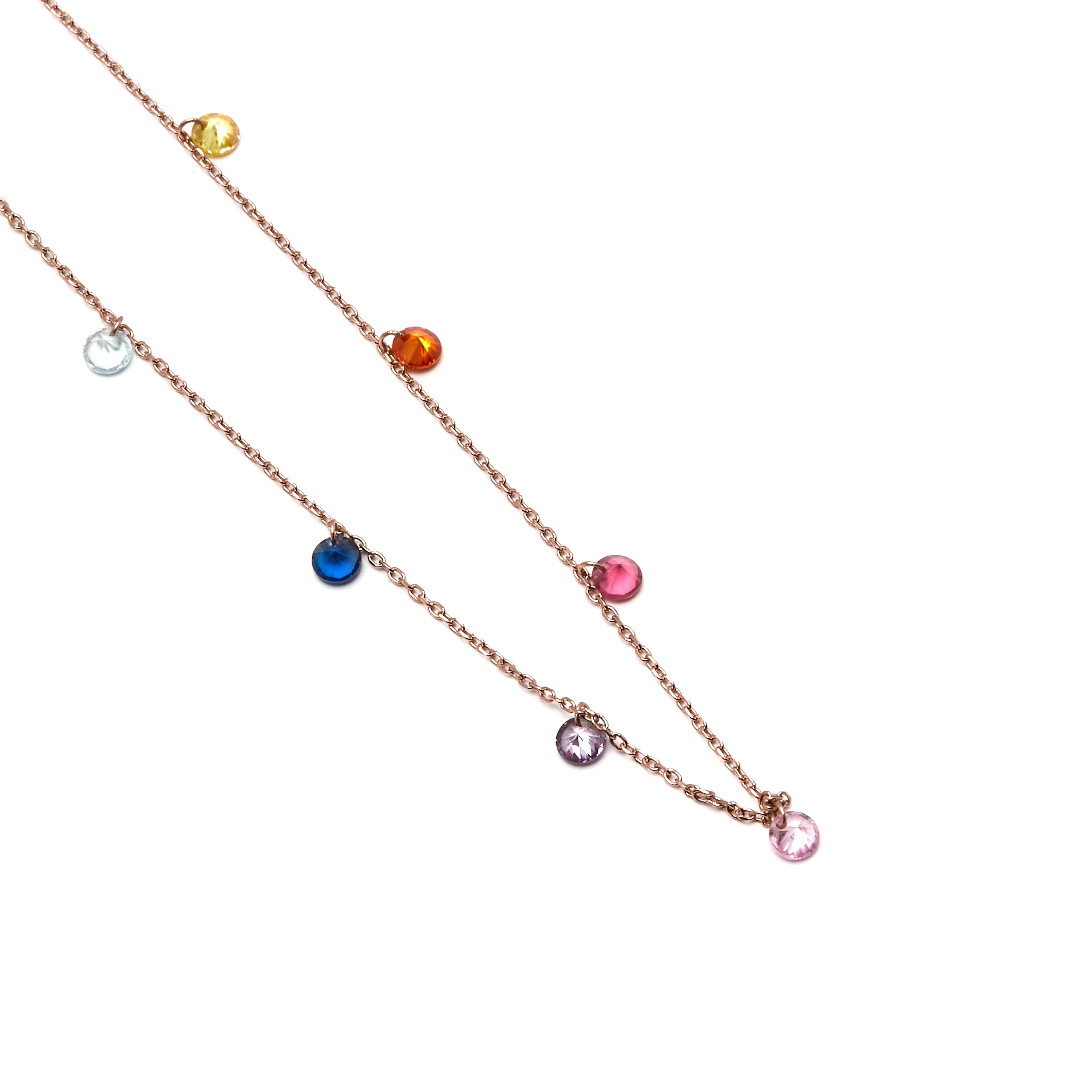 Collar de Plata de Ley 925 con Circonita Multicolor acabado en oro rosa 18K - Rolcon - Image 3