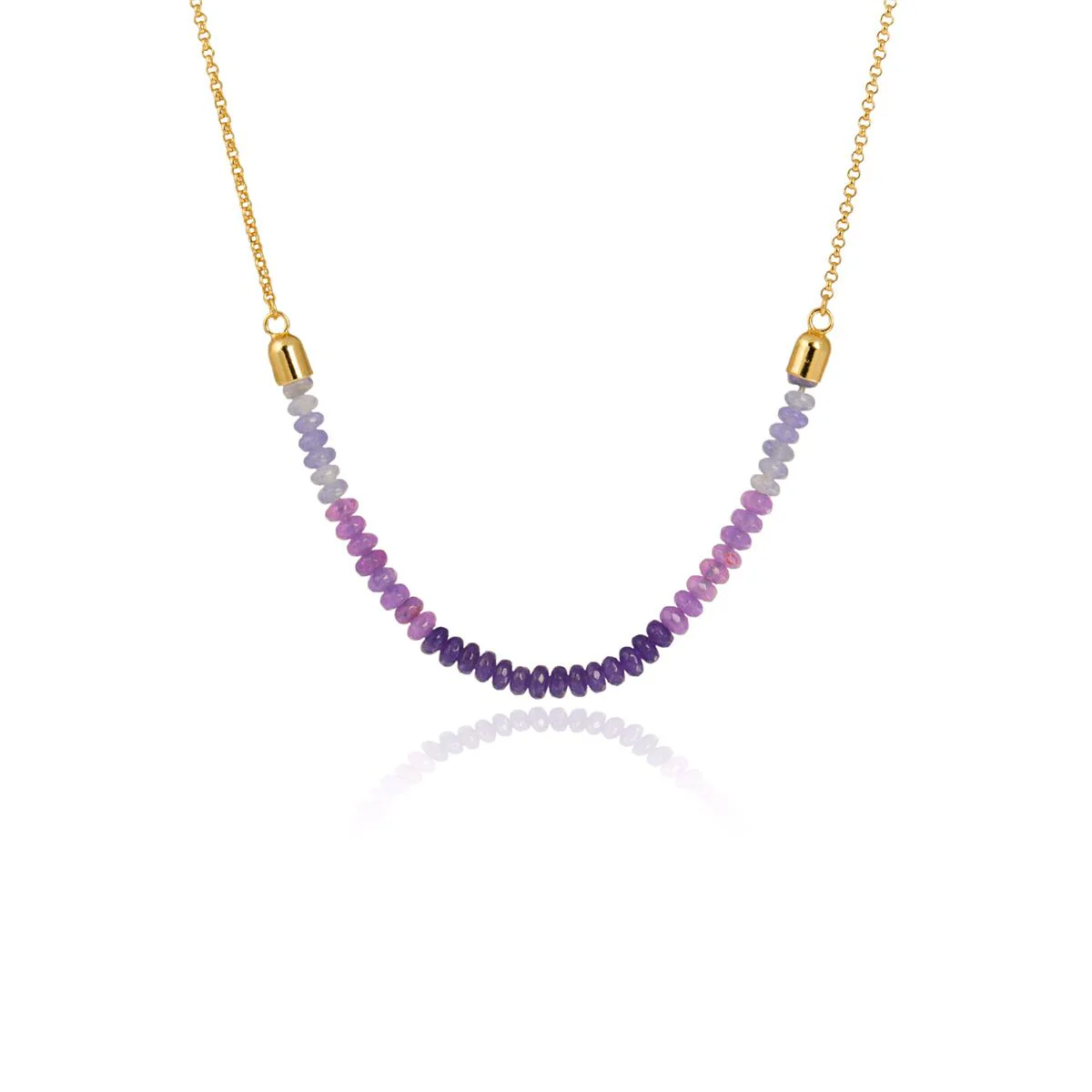 Collar Safeer Plata, Oro Ama. y Amatista CH - Safeer MORADO