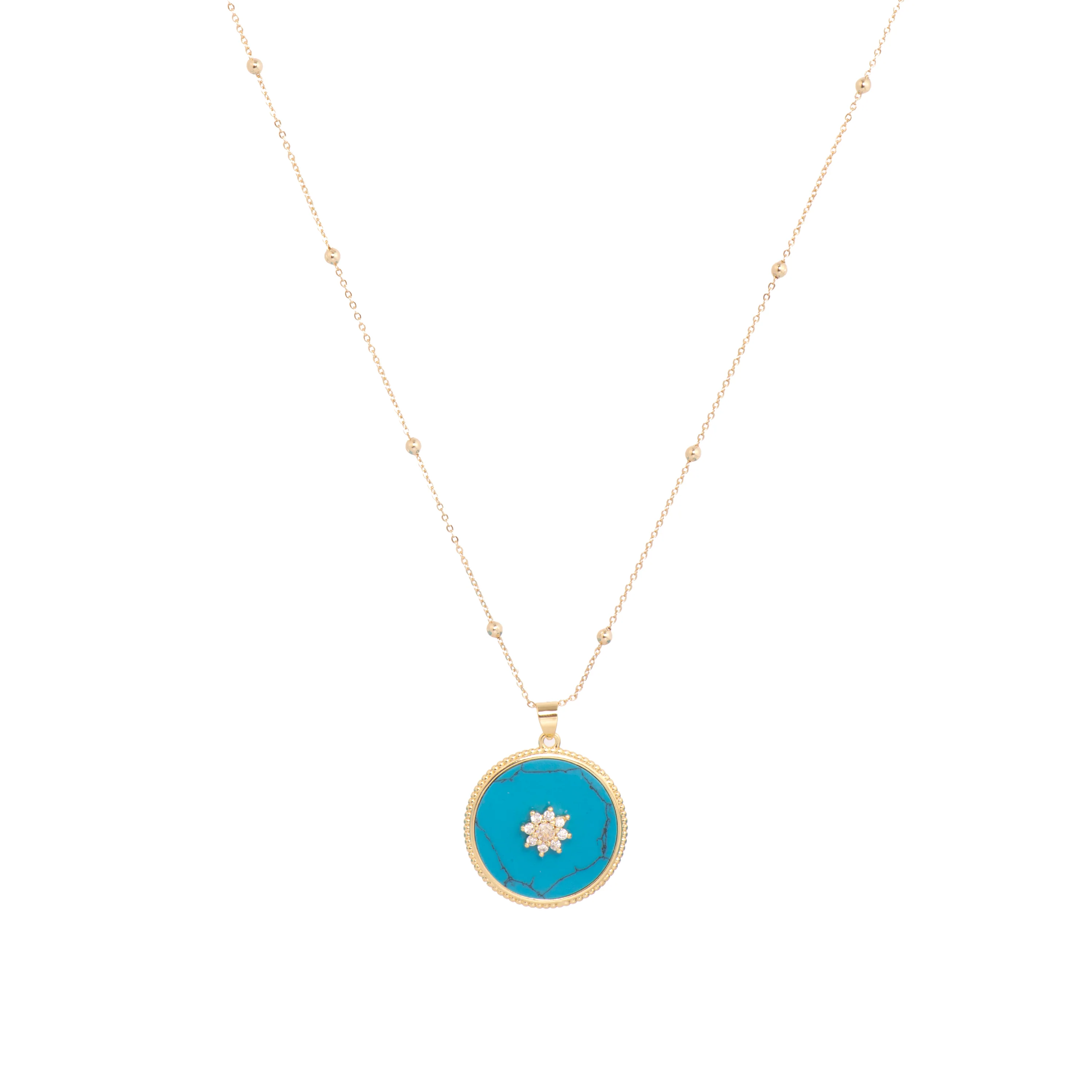 Collar acabado oro amarillo de 18k y Turquesa - Salks