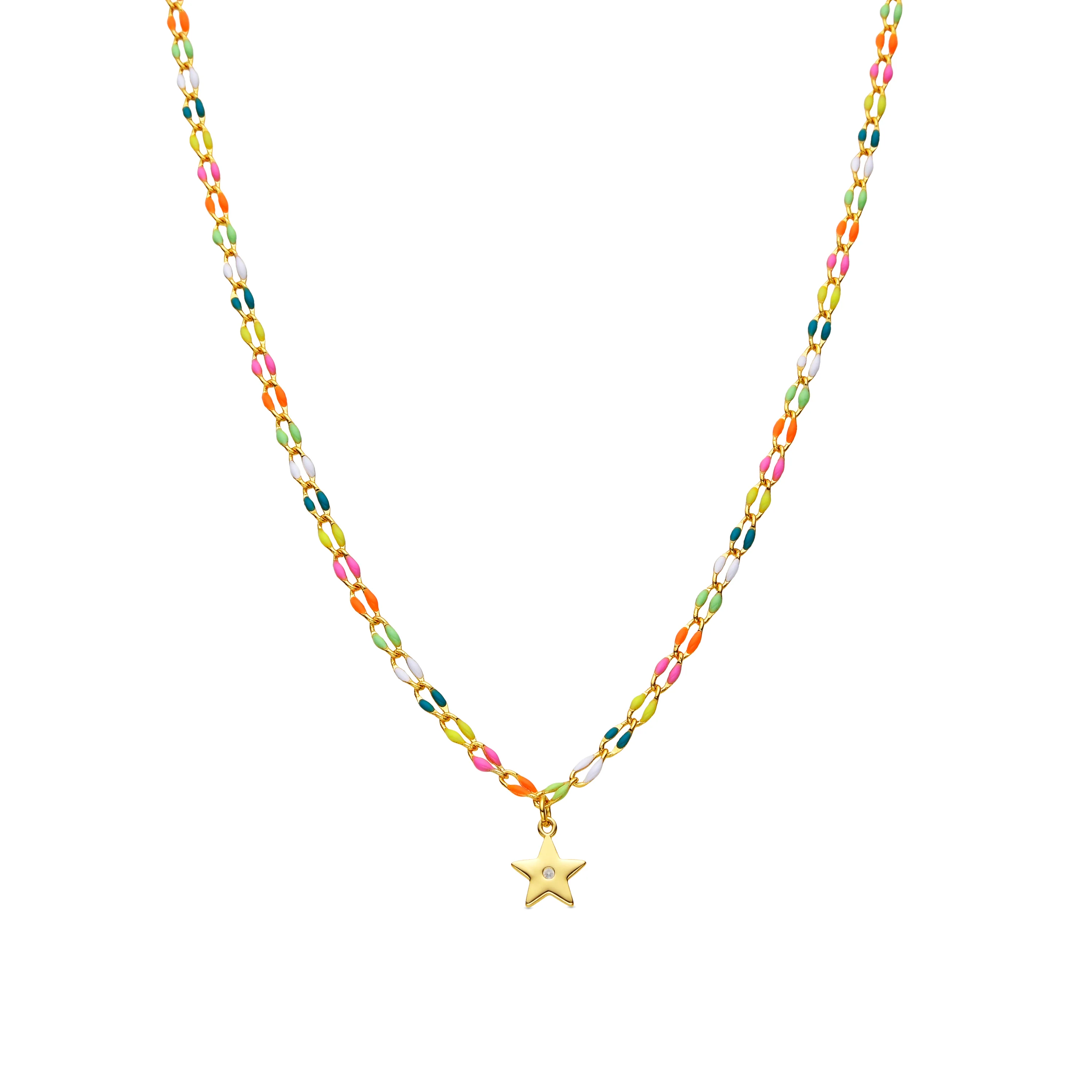 Collar de Plata de Ley 925 y Lacado Multicolor acabado oro amarillo de 18k - Saukha