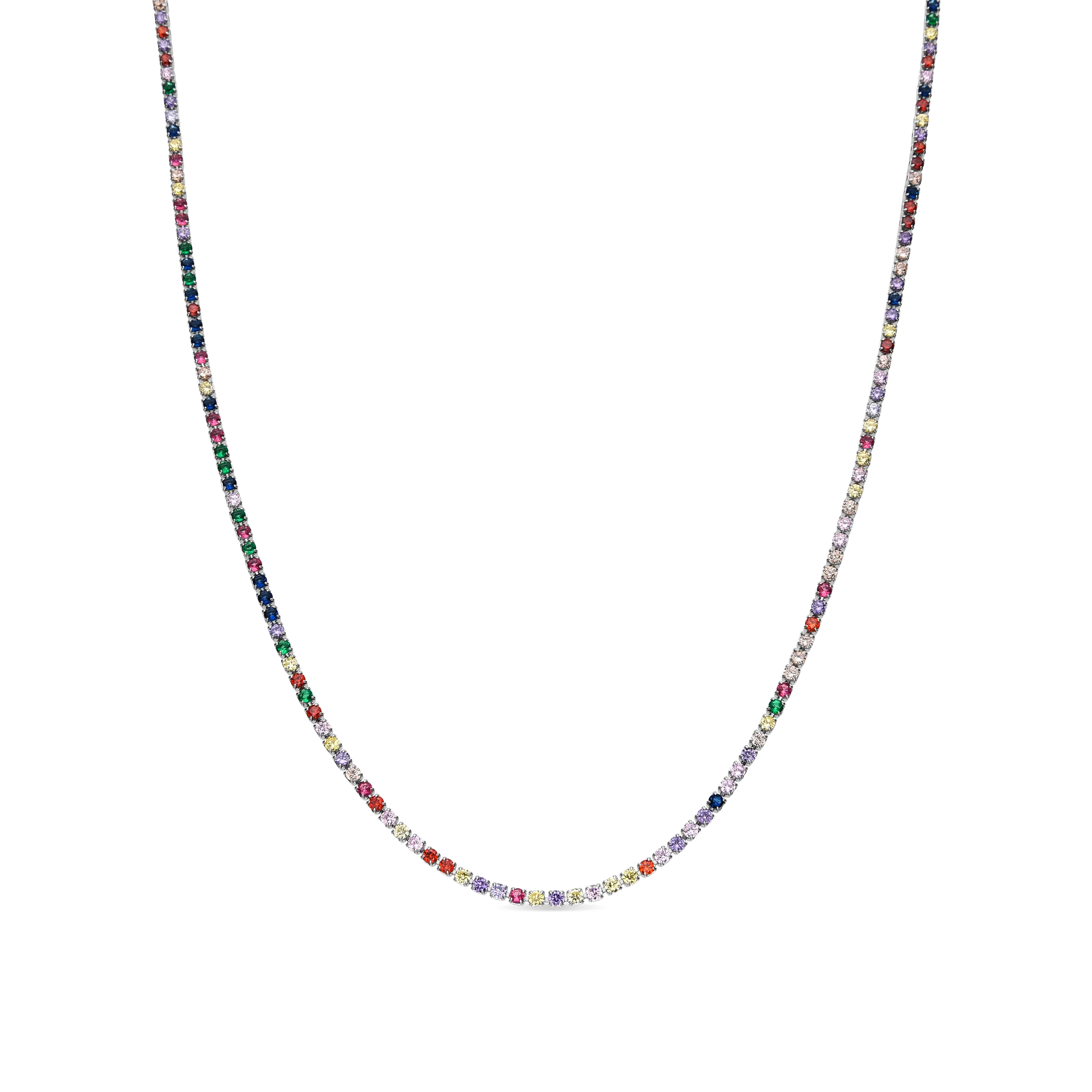 Collar con Circonita Multicolor acabado plata - Serly