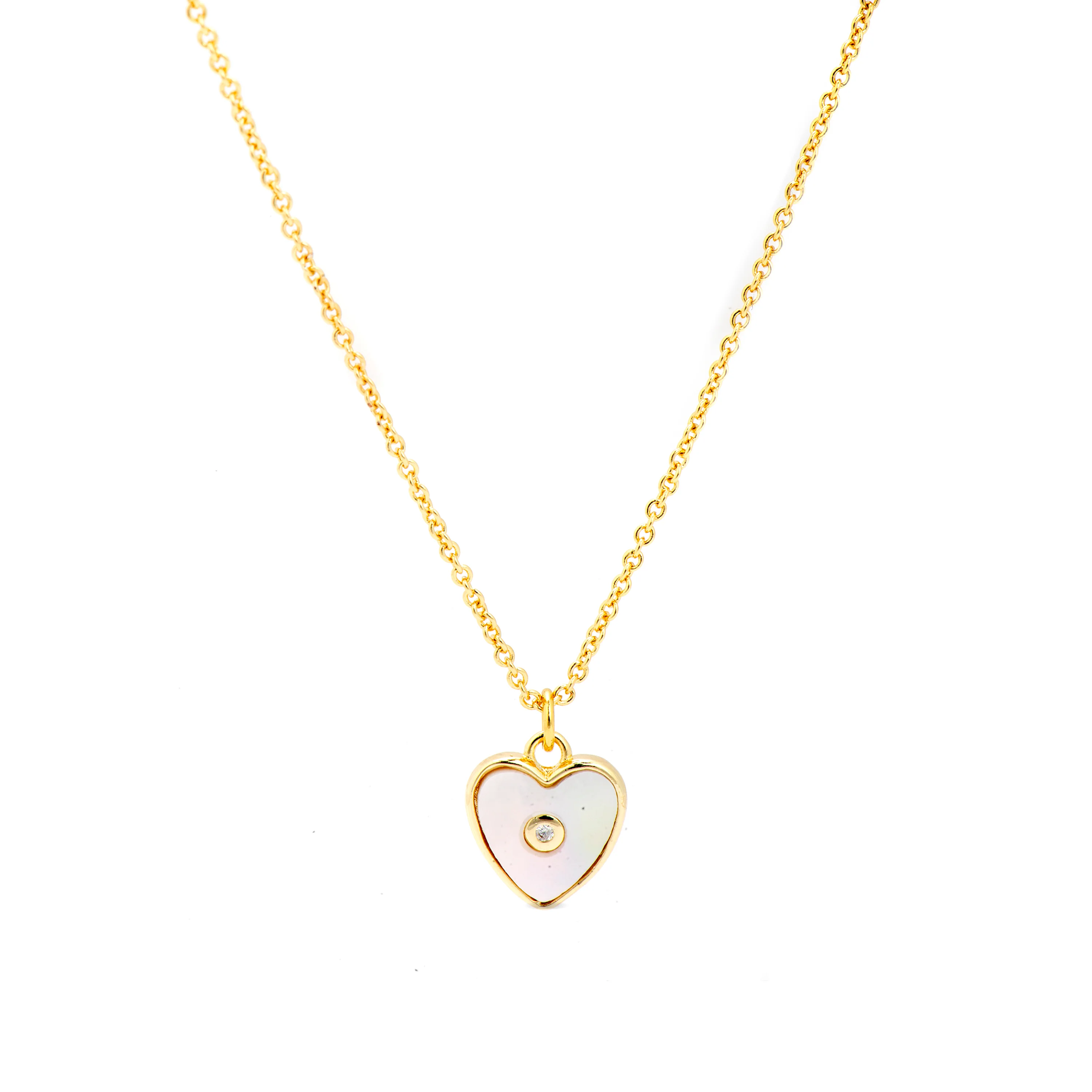 Collar acabado oro amarillo de 18k y Madreperla Blanca - Heart