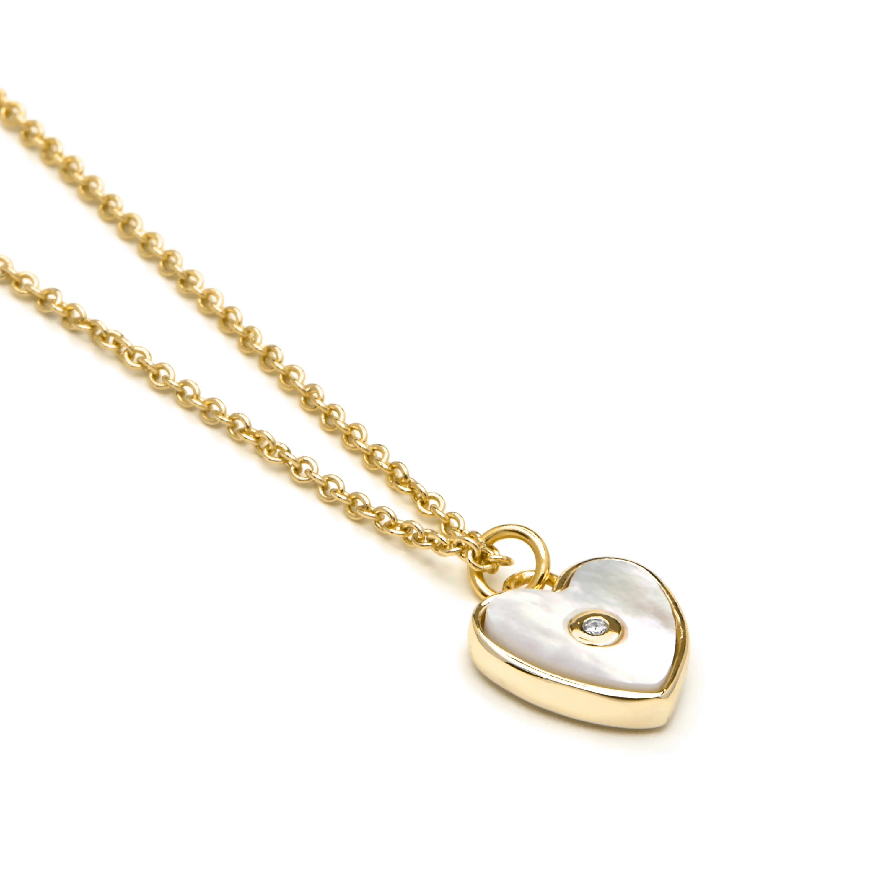 Collar acabado oro amarillo de 18k y Madreperla Blanca - Heart - Image 5