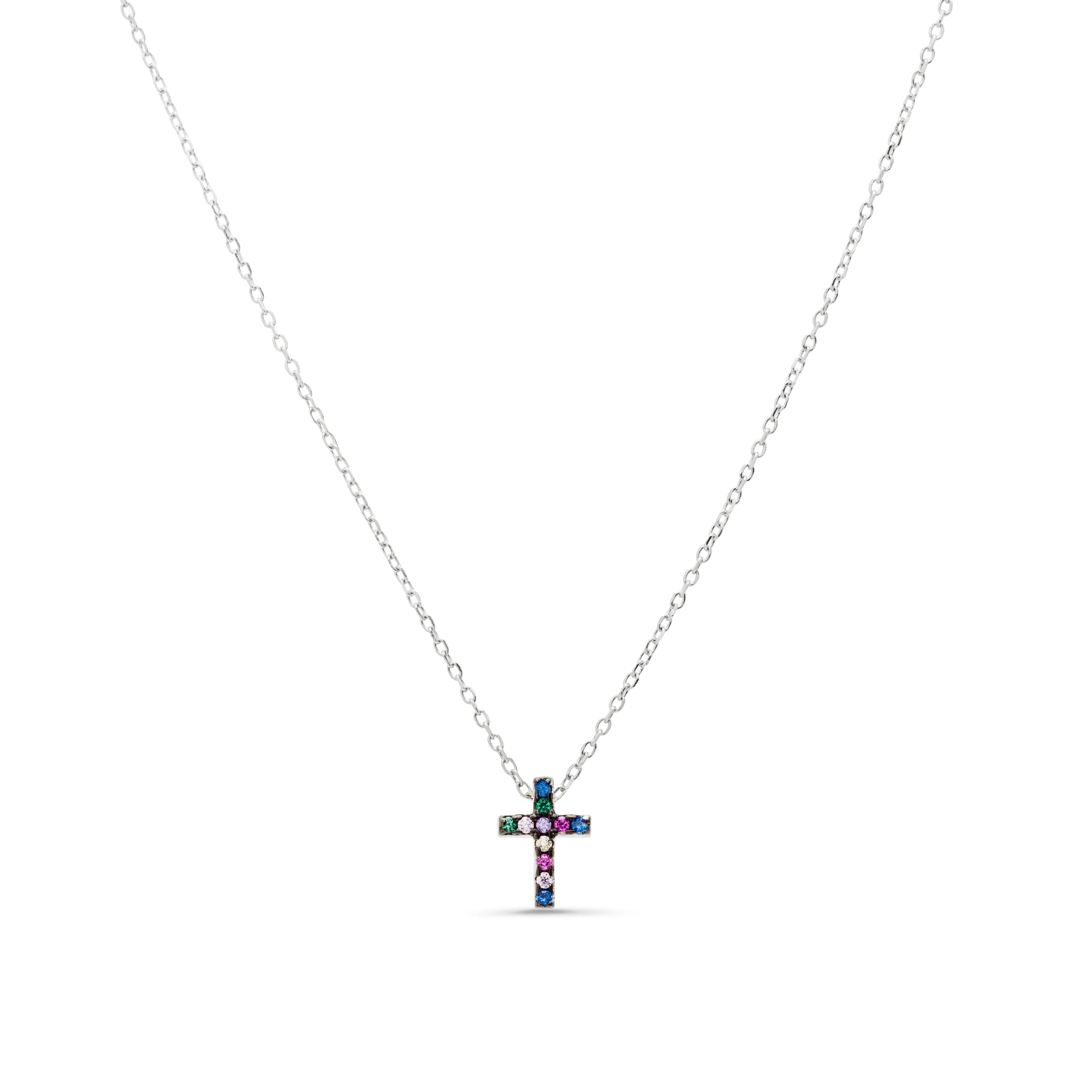 Collar de Plata de Ley 925 con Circonita Multicolor acabado en rodio - Sharra
