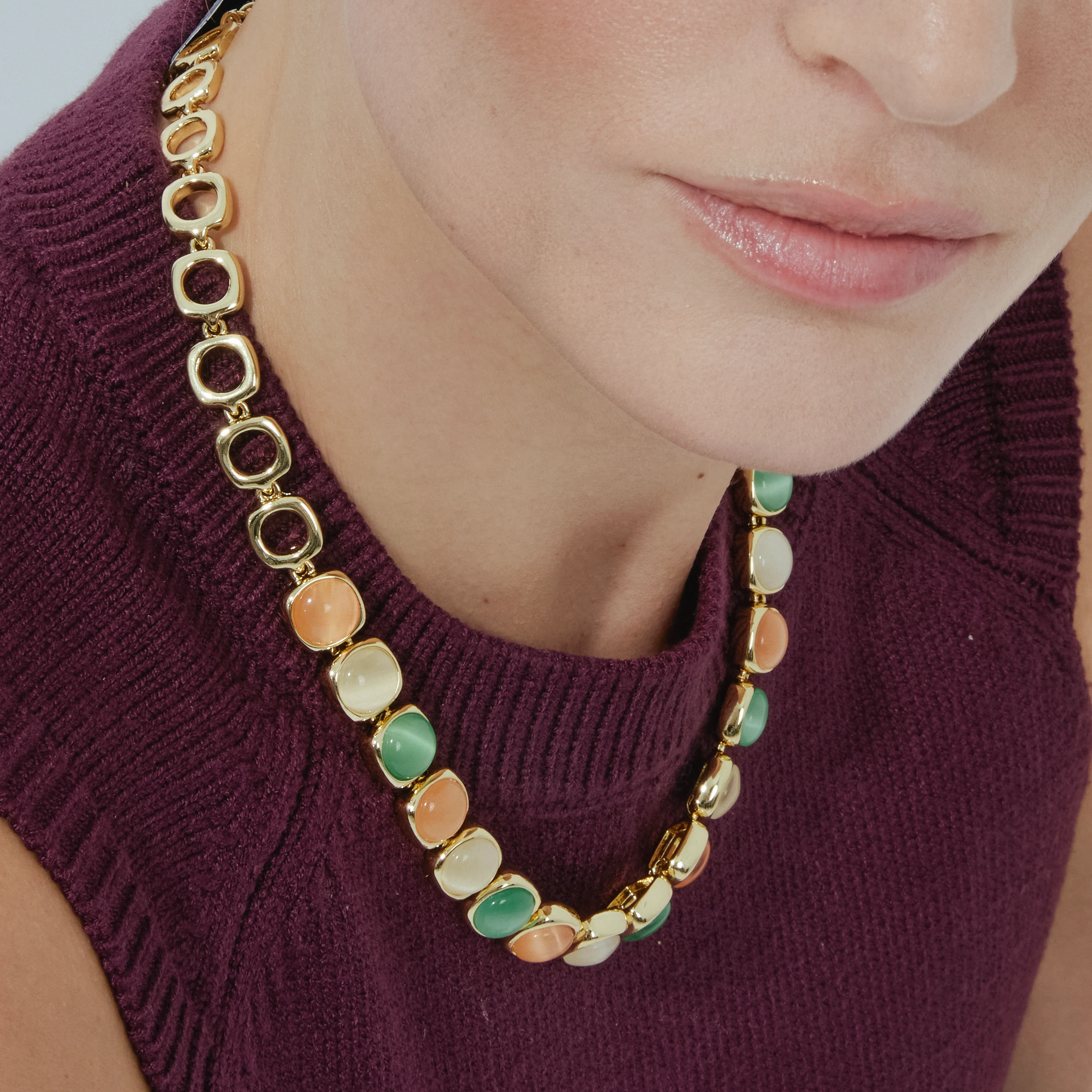 Collar con Ojo de Gato Multicolor acabado oro 18k - Shureo - Image 3