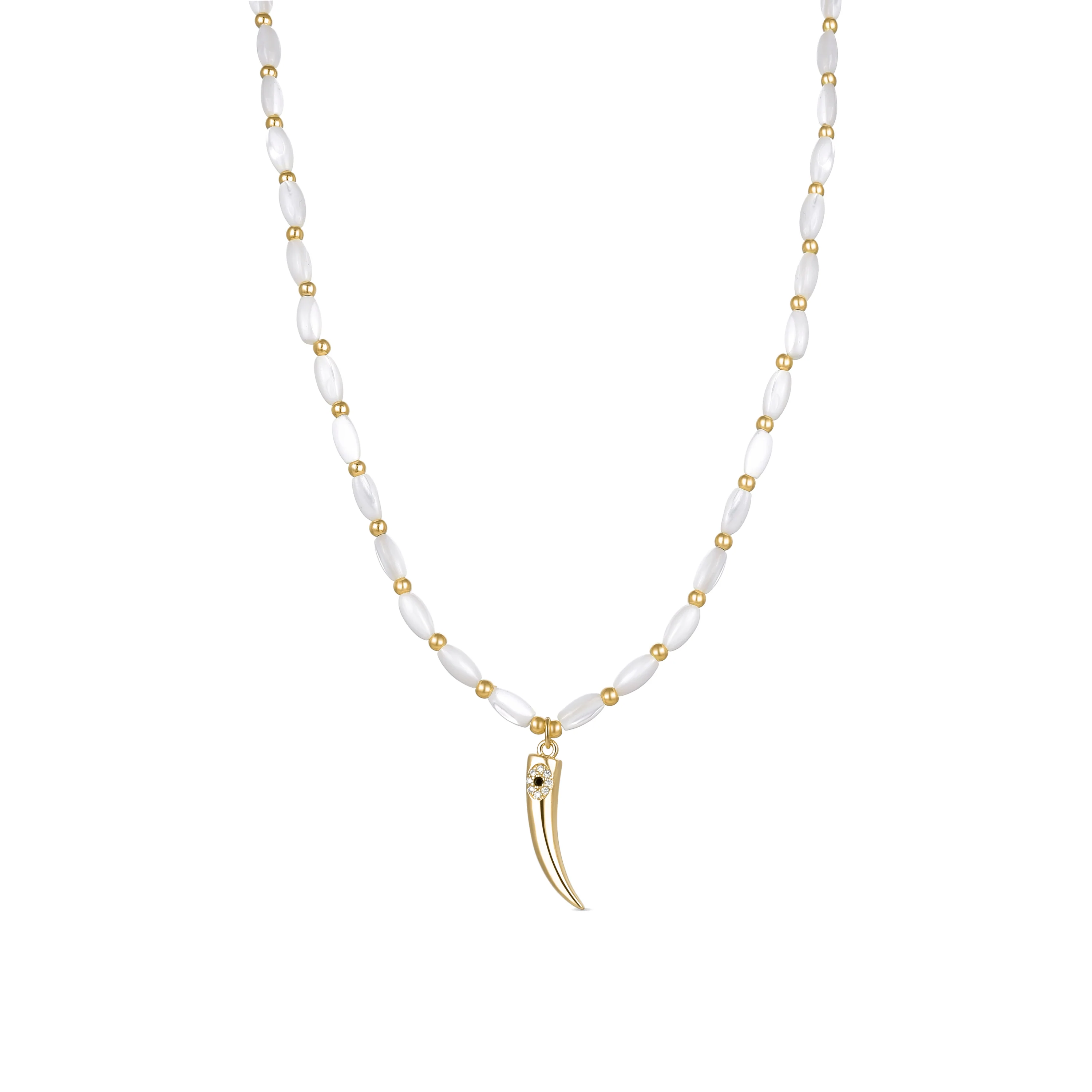 Collar de Plata de Ley 925 con Madreperla Blanca acabado en oro amarillo 18K - Sinoa