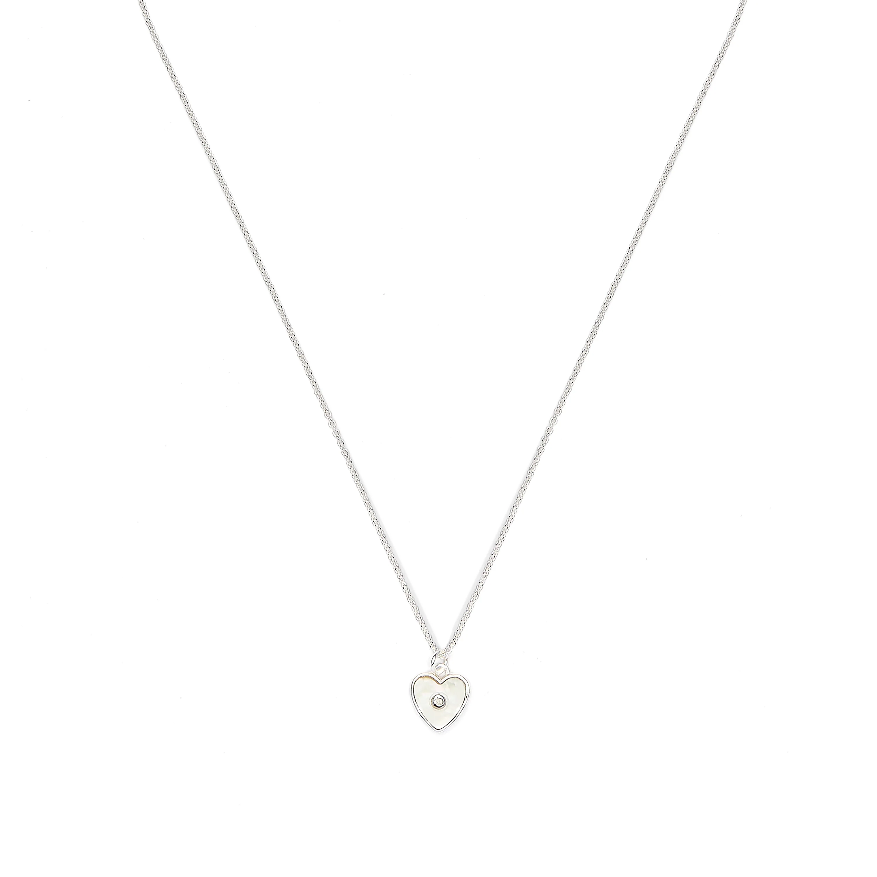 Collar acabado plata y Madreperla Blanca - Heart
