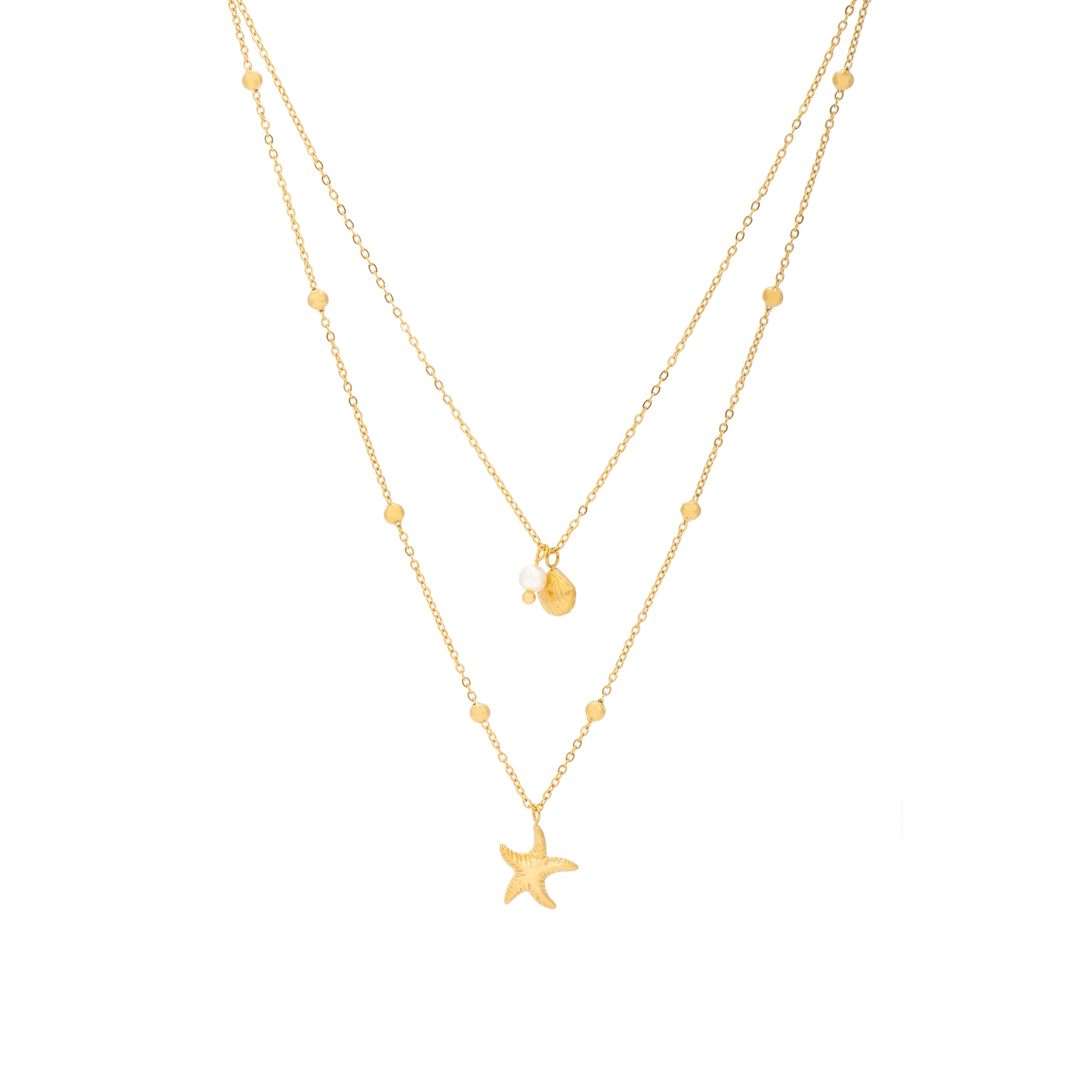 Collar acabado oro amarillo de 18k y Perla Blanca - Stik