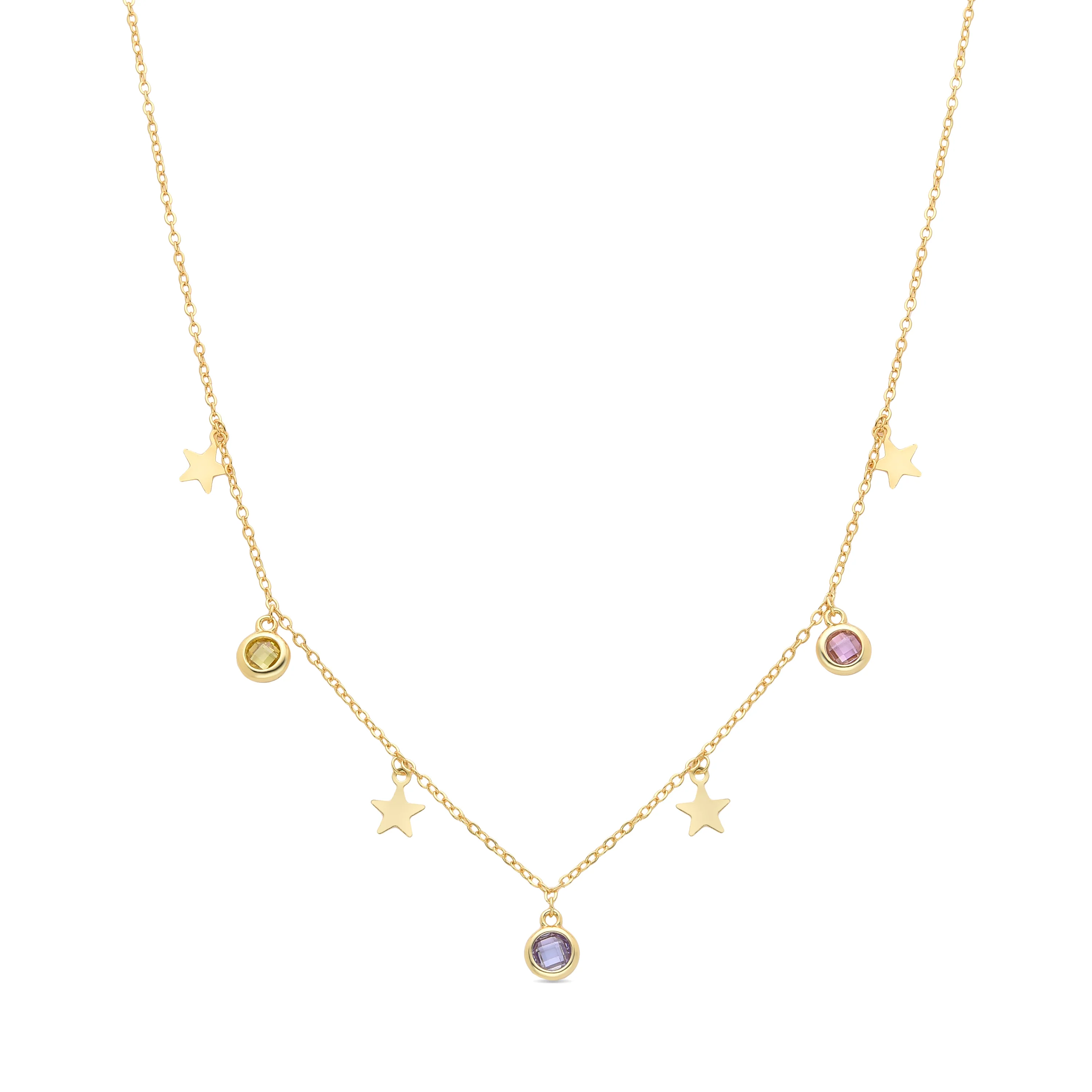 Collar de Circonita Multicolor acabado en oro amarillo 18K - Sunah