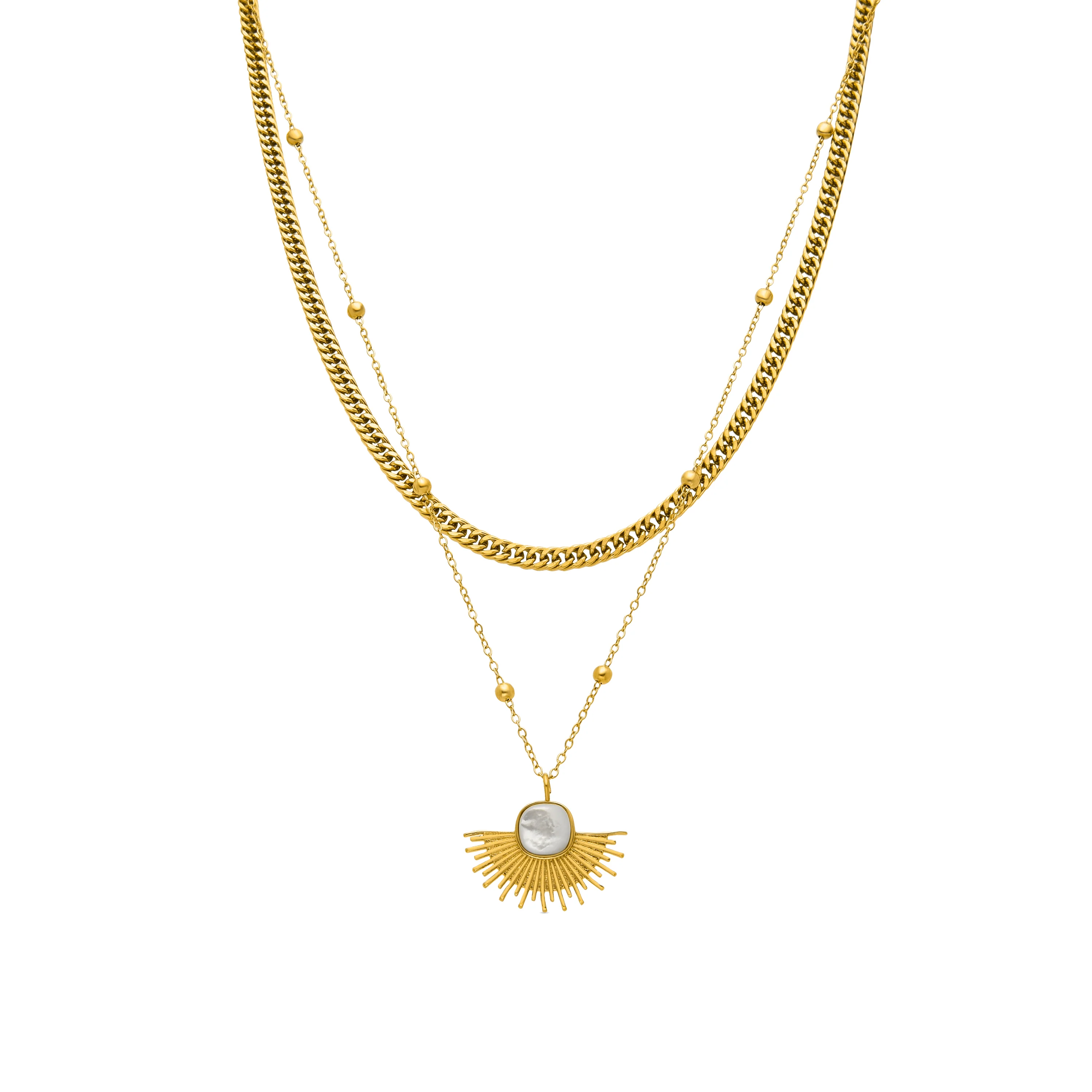 Collar con Madreperla Blanca acabado oro 18K - Sycu