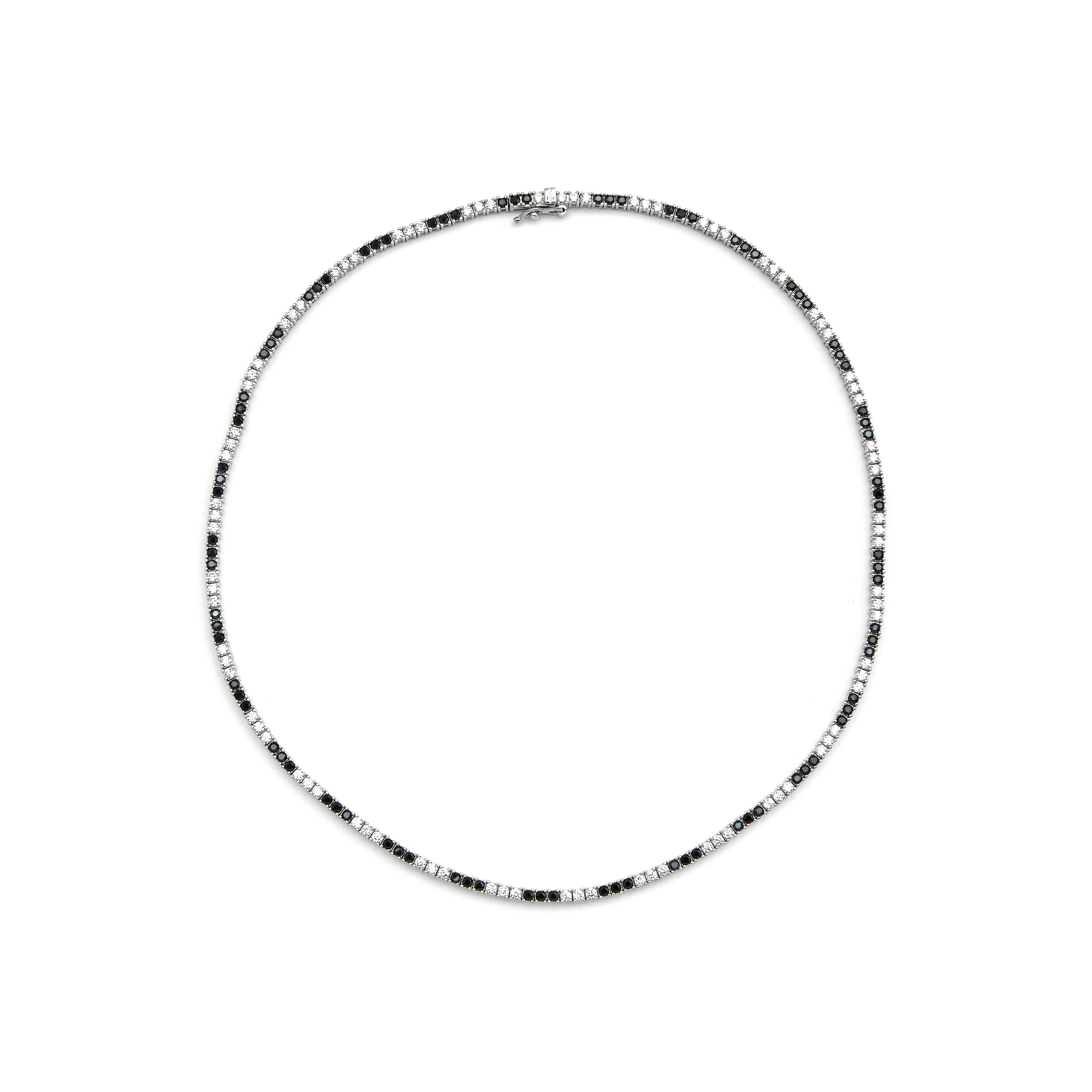 Collar de Plata de Ley 925 y Circonita Onix acabado en rodio - Tahu - Image 3