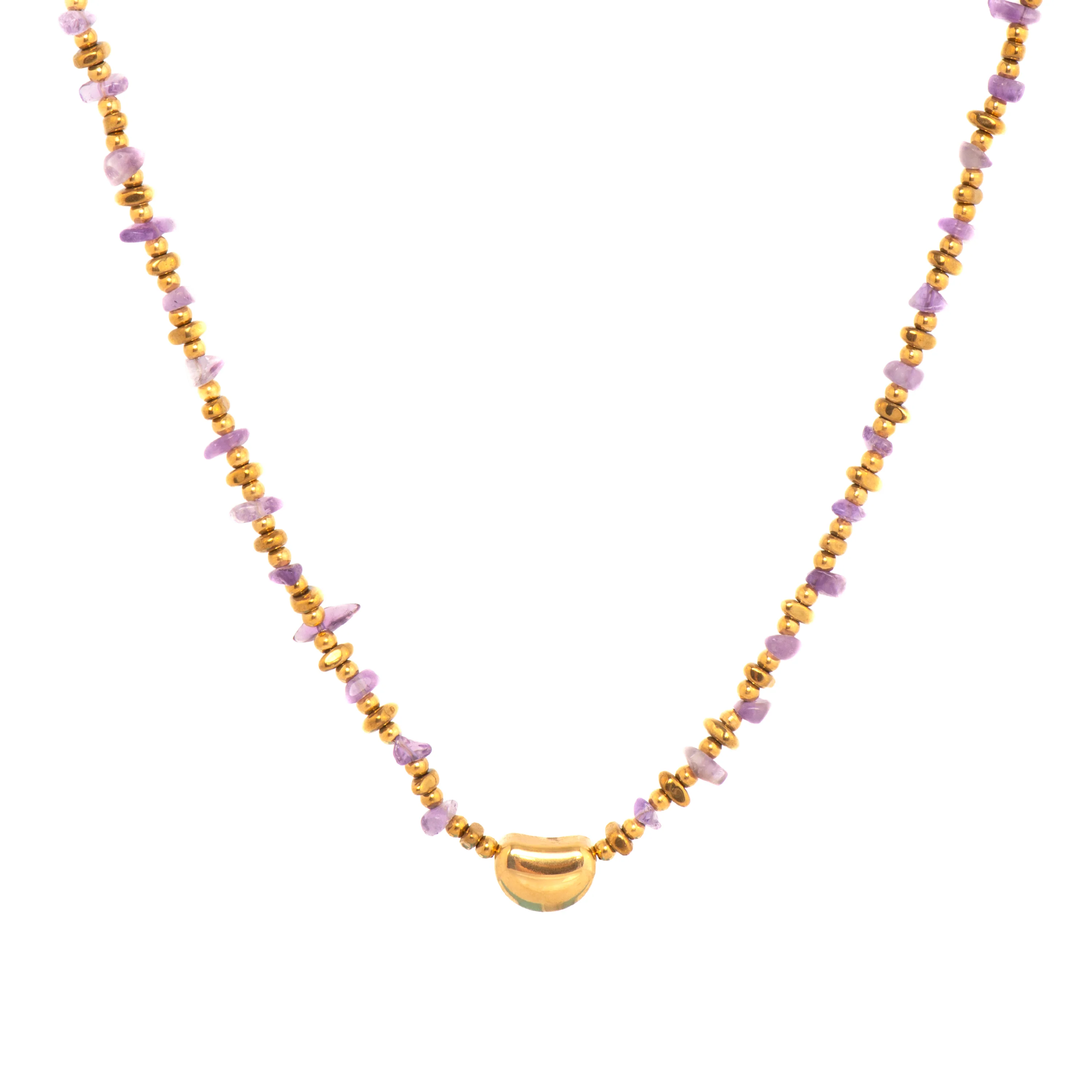 Collar acabado oro amarillo de 18k y Amatista Natural - Tarthae