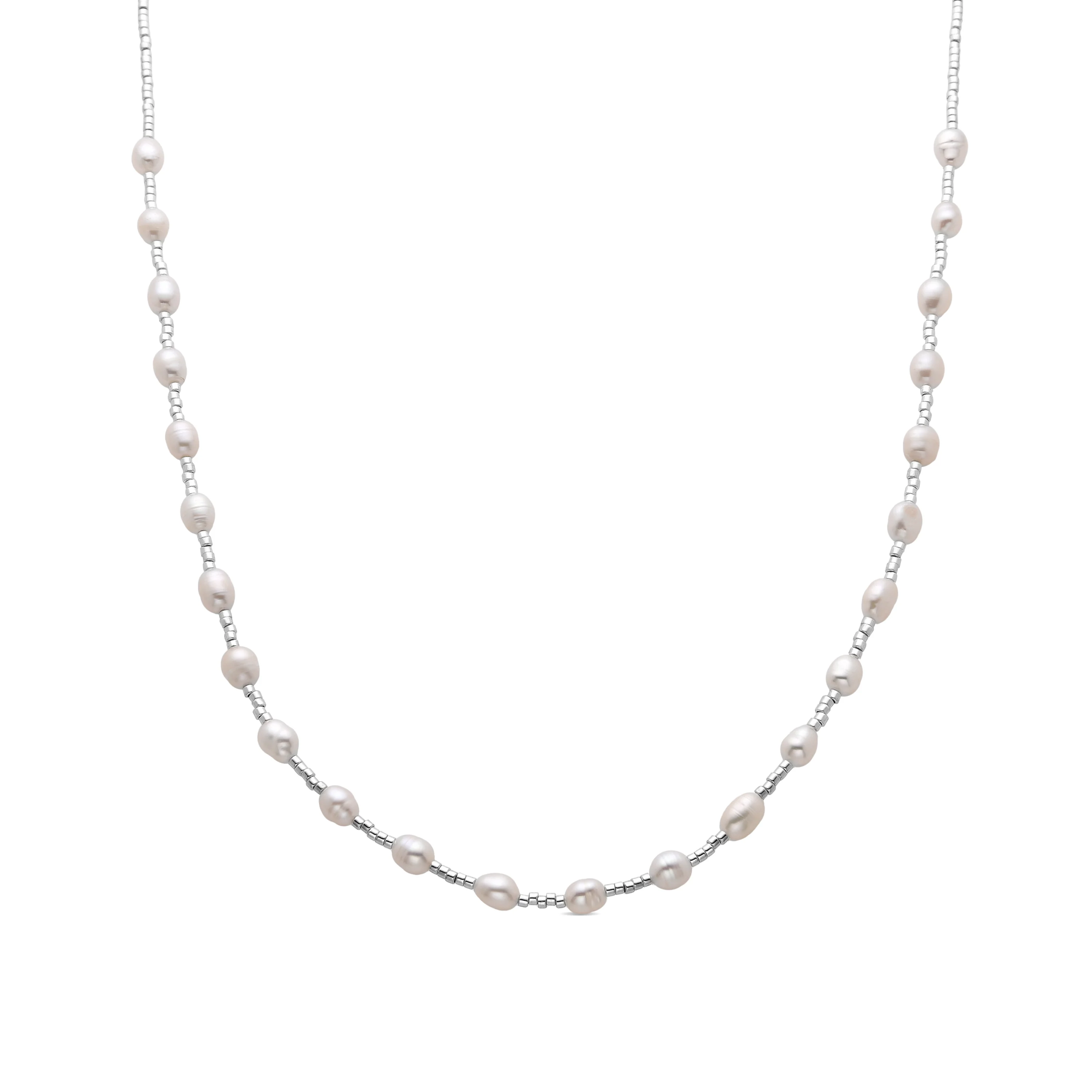 Collar de Perla Blanca acabado en rodio - Tartys