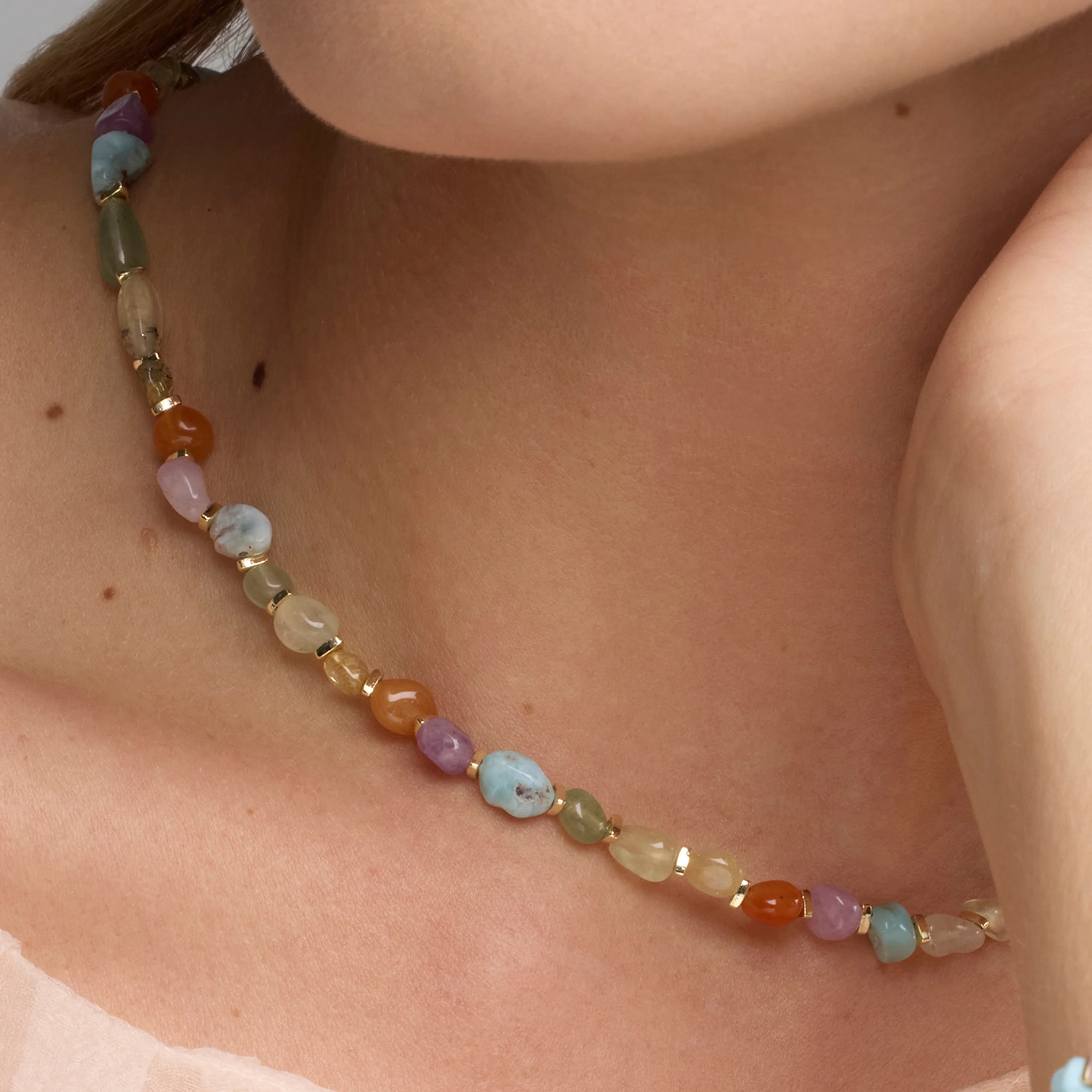 Collar acabado oro amarillo de 18k y Multicolor Piedra Natural - Terma - Image 4