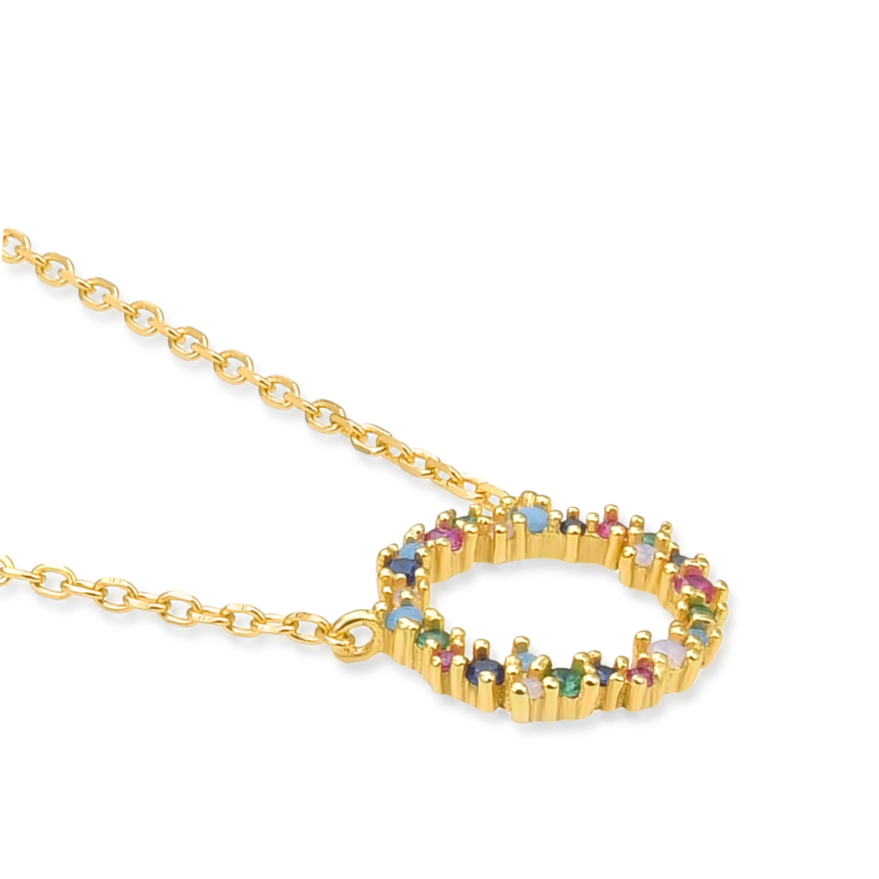 Collar de Plata de Ley 925 con Circonita Multicolor acabado en oro amarillo 18K - Thilak - Image 5