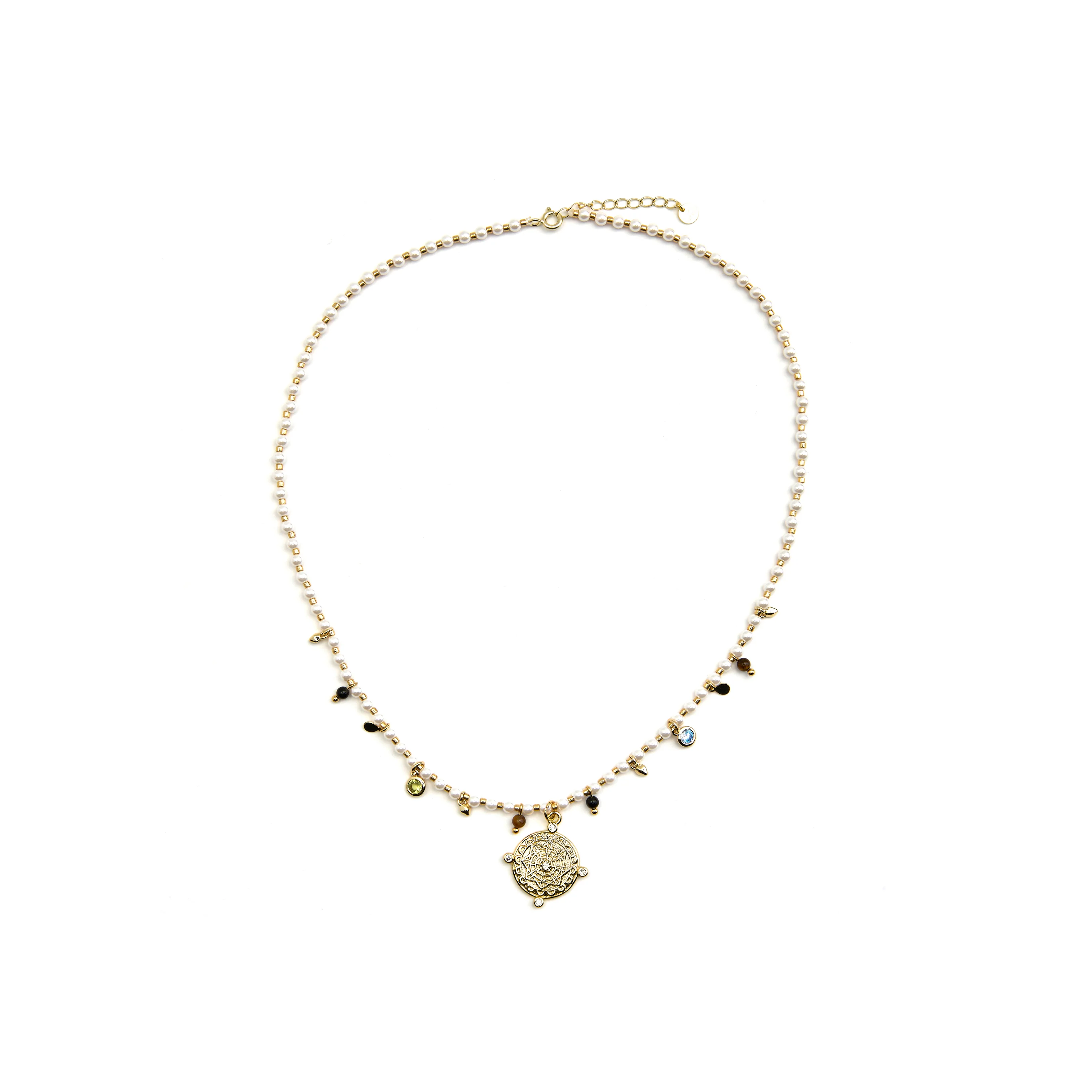 Collar de Plata de Ley 925 y Perla Blanca acabado oro 18k - Thydo - Image 3