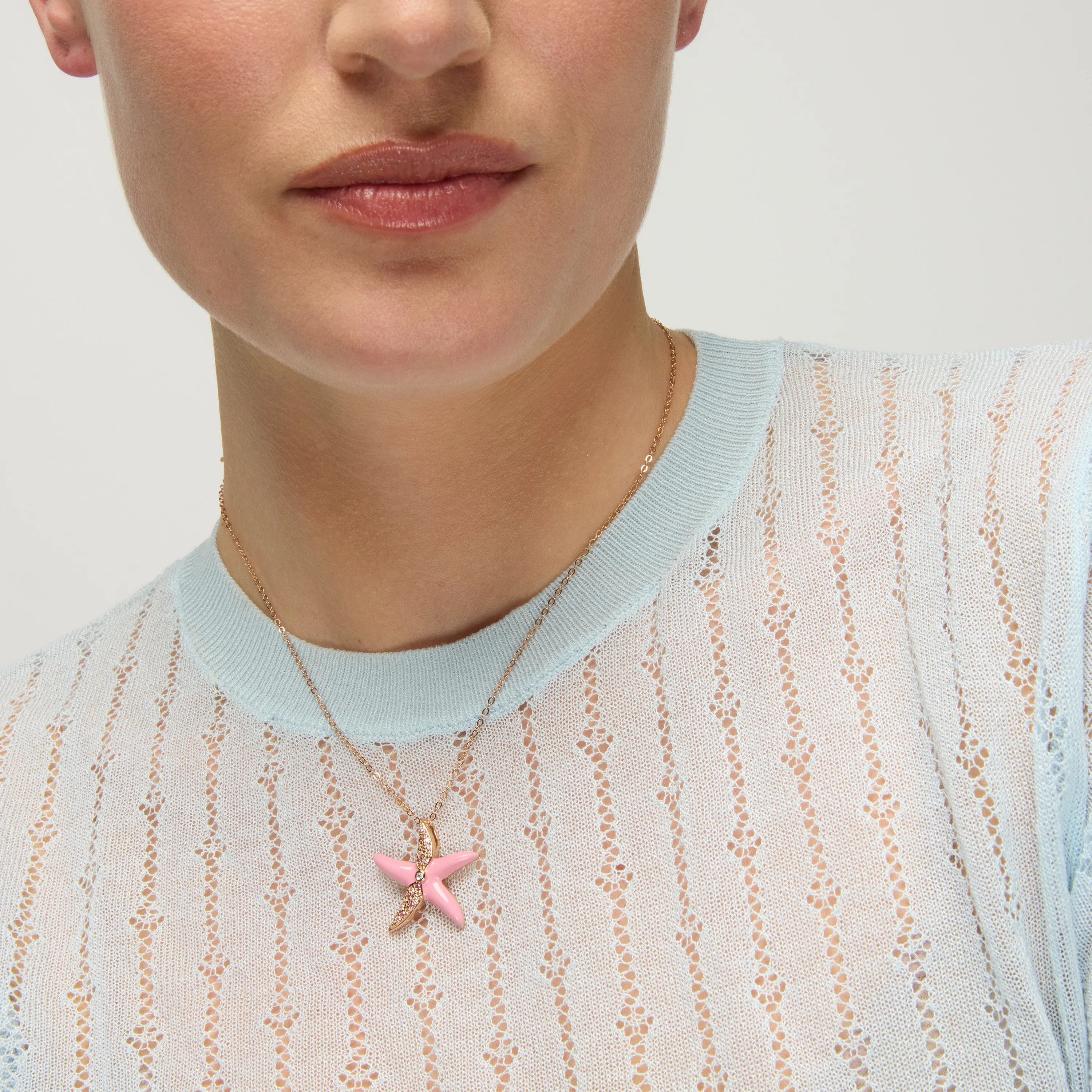 Collar de Plata de Ley 925 y Lacado Rosa acabado oro amarillo de 18k - Tliak - Image 2