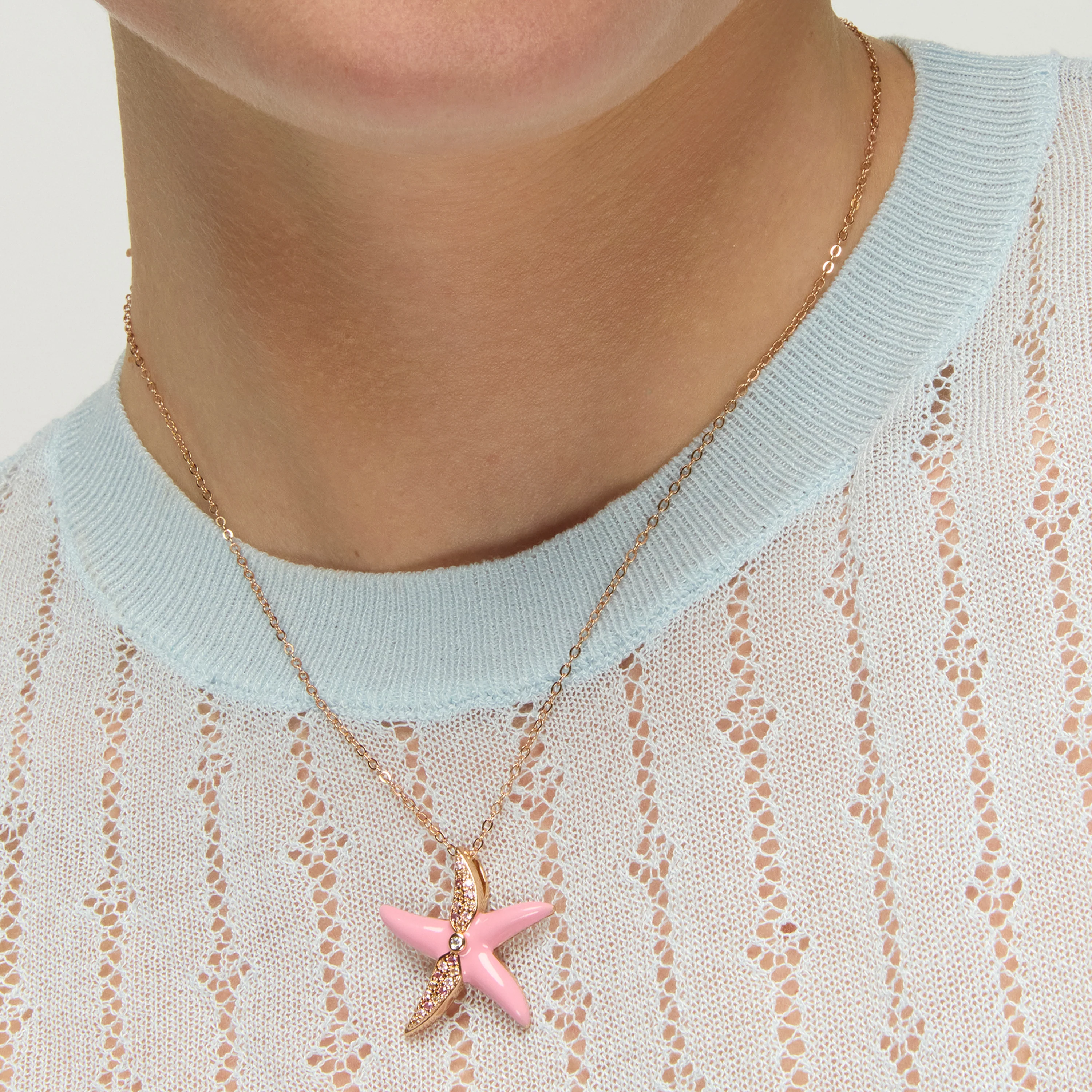 Collar de Plata de Ley 925 y Lacado Rosa acabado oro amarillo de 18k - Tliak - Image 4