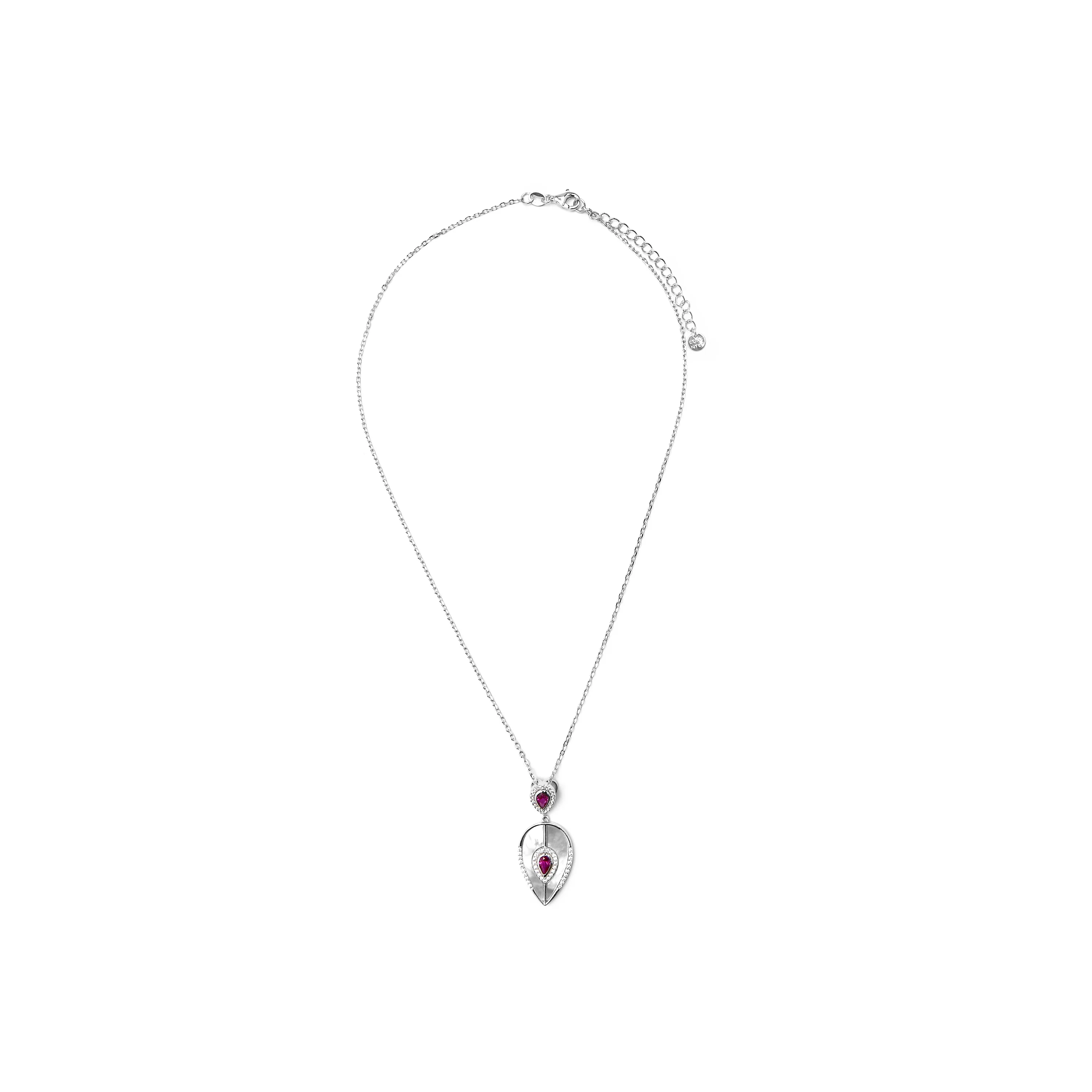 Collar de Plata de Ley 925 y Cuarzo Hidrotermal Cereza acabado rodio - Torwa - Image 3