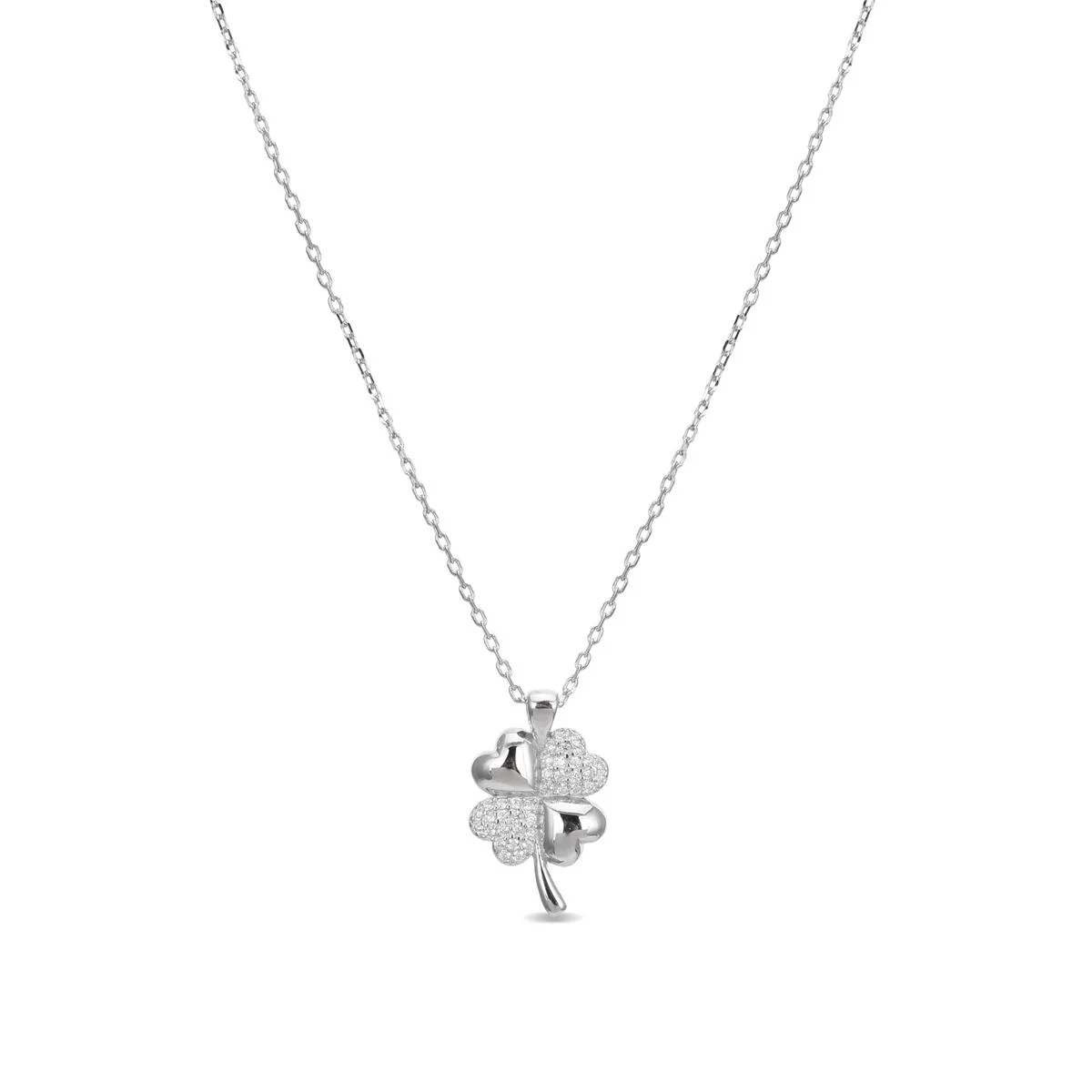 Collar Trébol Plata De Ley 925 - Trébol BLANCO