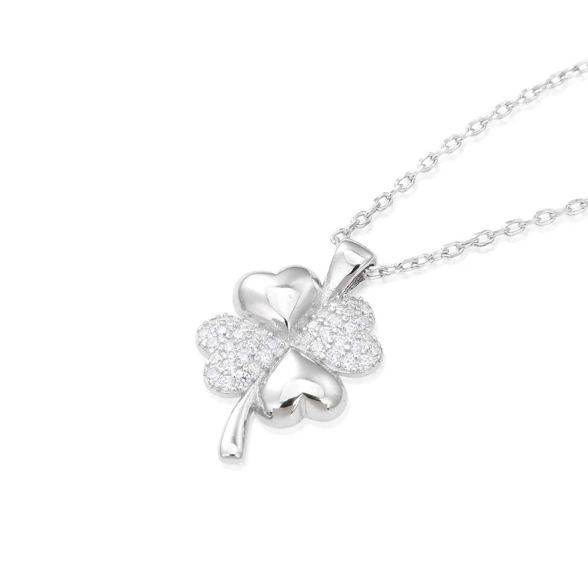 Collar Trébol Plata De Ley 925 - Trébol BLANCO - Image 3