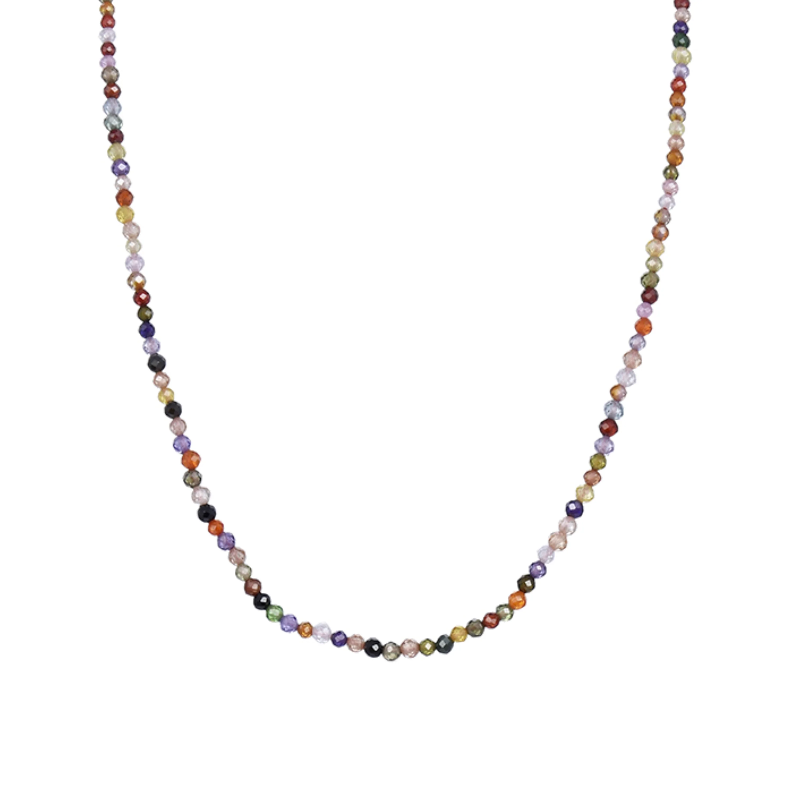 Collar de Plata de Ley 925 con Cristal Multicolor acabado en oro amarillo 18K - Ufela