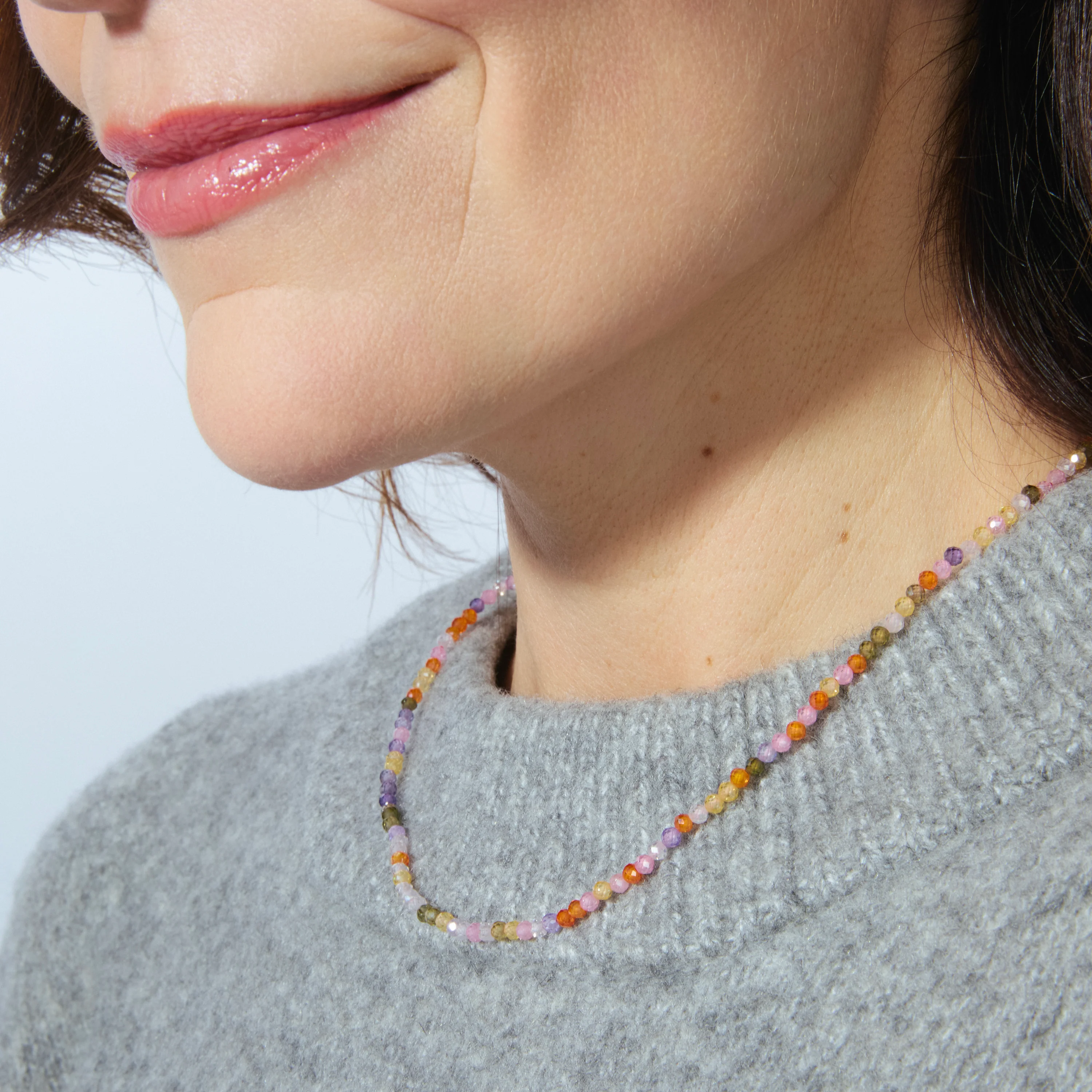 Collar de Plata de Ley 925 con Cristal Multicolor acabado en oro amarillo 18K - Ufela - Image 5