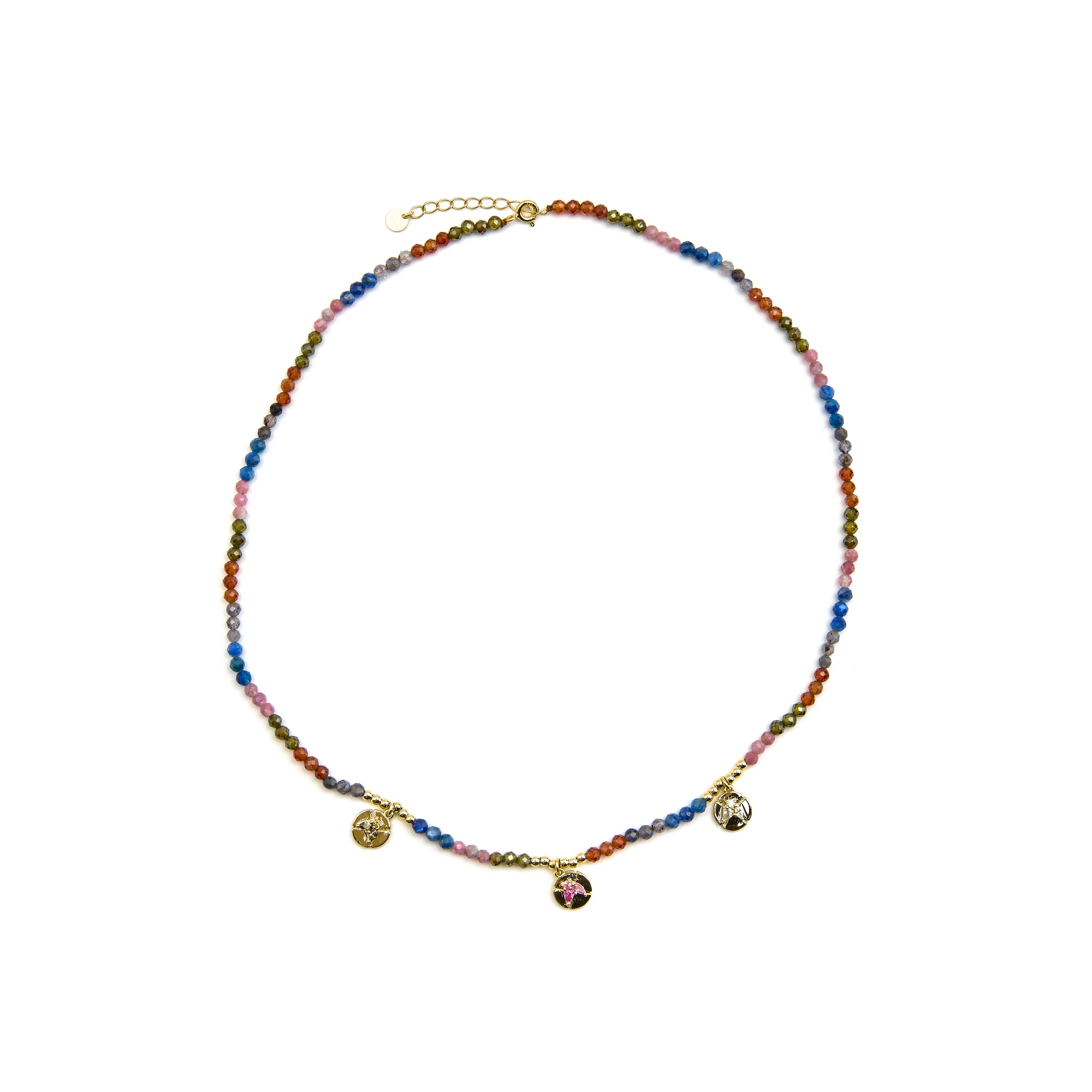 Collar de Plata de Ley 925 y Cristal Multicolor acabado oro 18k - Ufore - Image 3