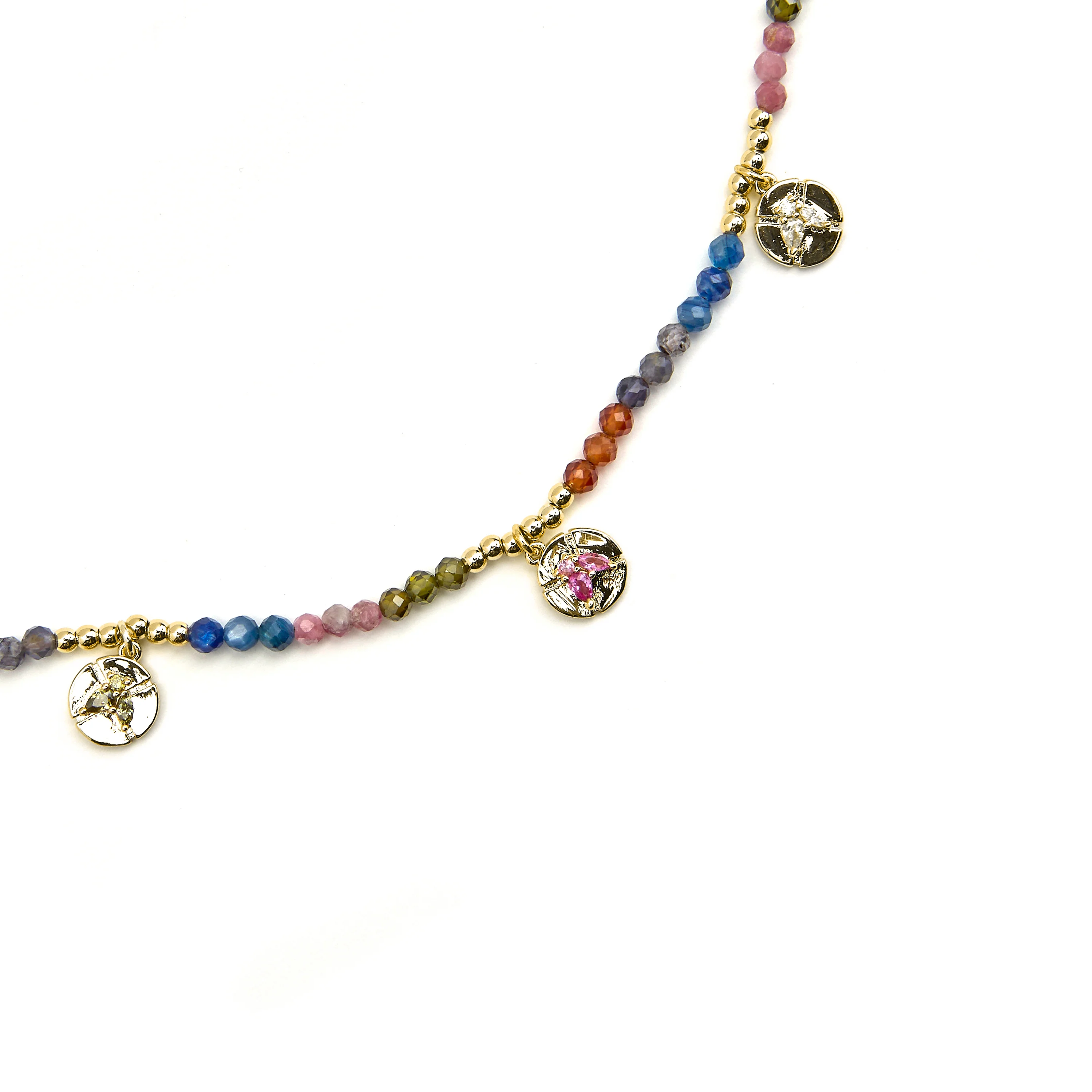 Collar de Plata de Ley 925 y Cristal Multicolor acabado oro 18k - Ufore - Image 5