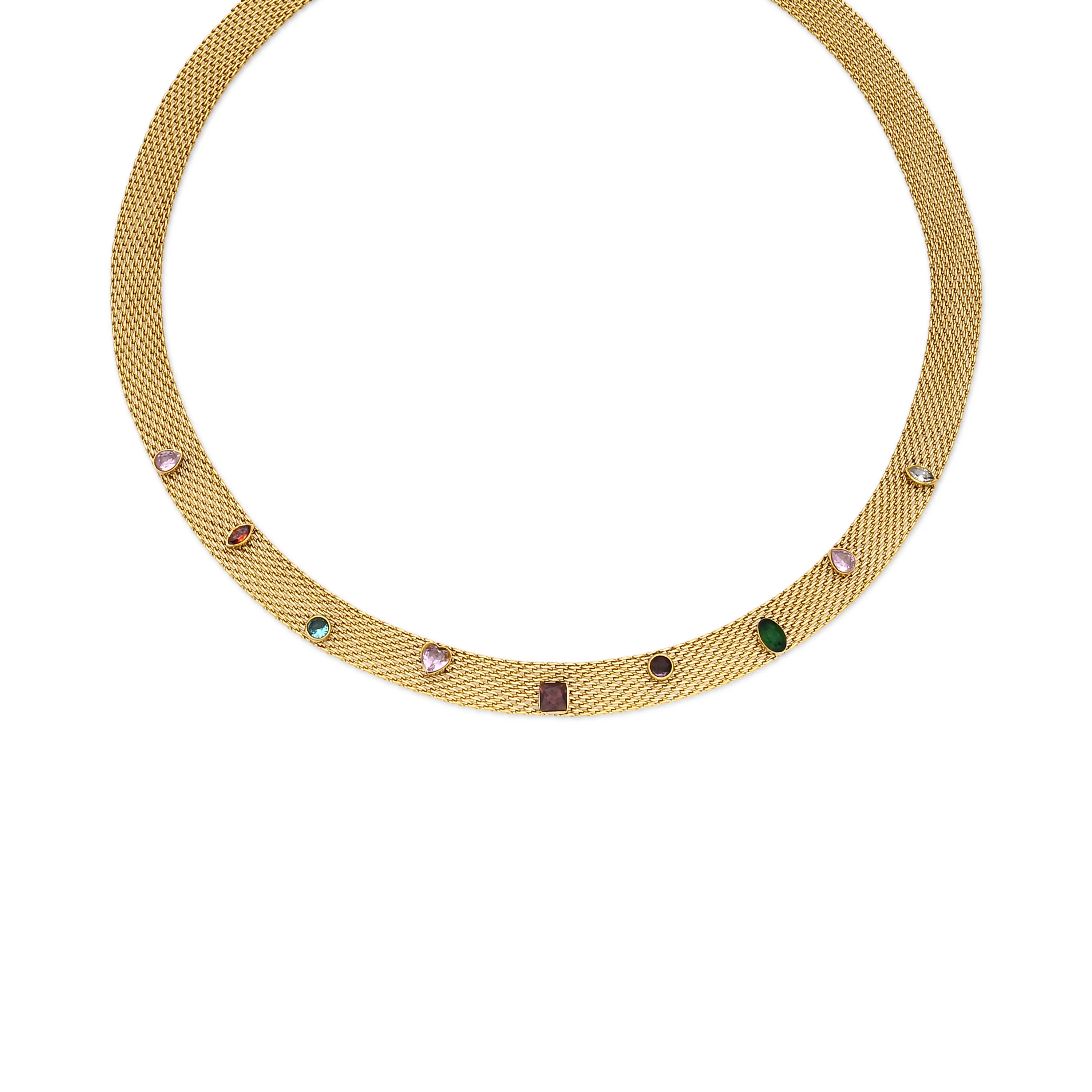Collar de Circonita Multicolor acabado en oro amarillo 18k - Vaine