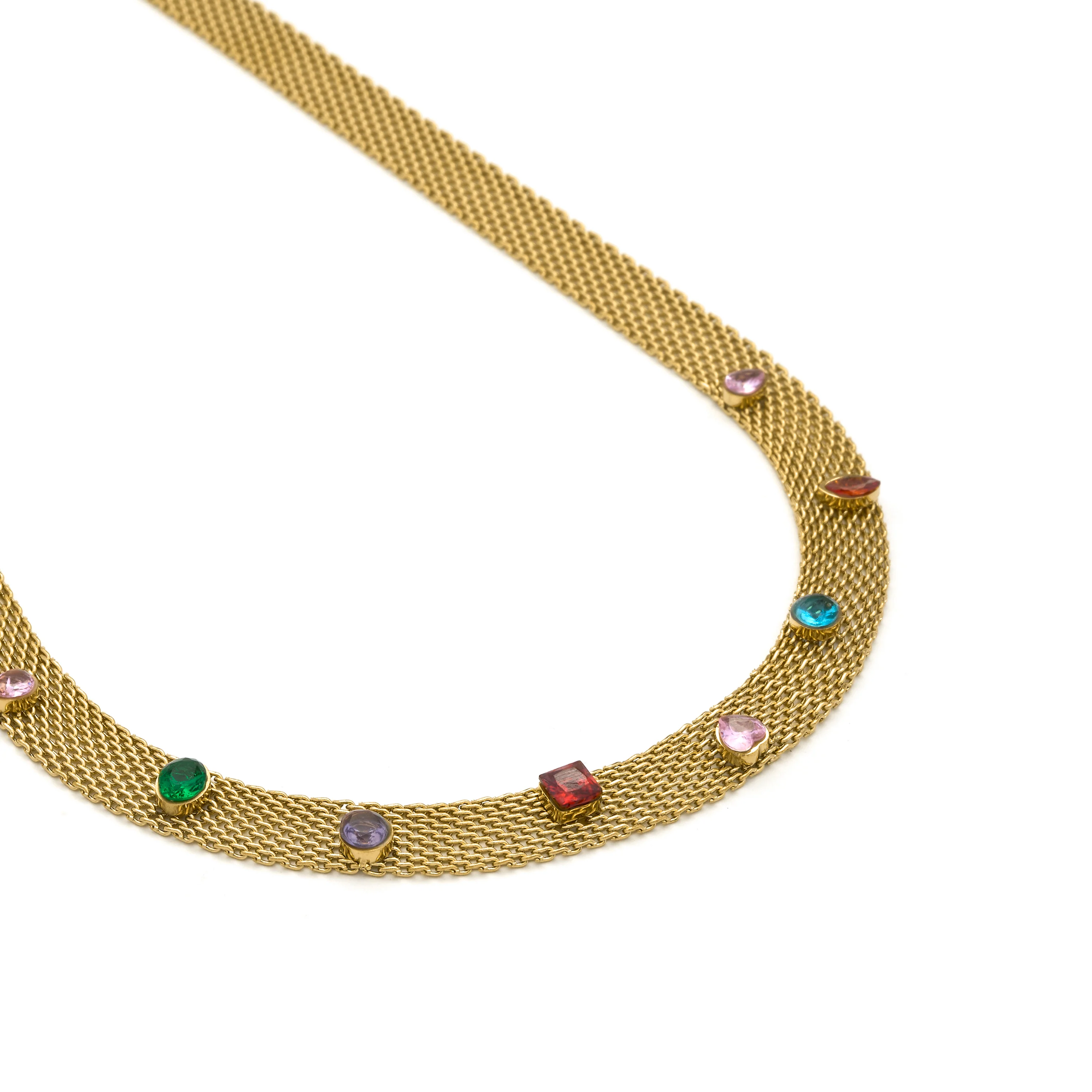 Collar de Circonita Multicolor acabado en oro amarillo 18k - Vaine - Image 5