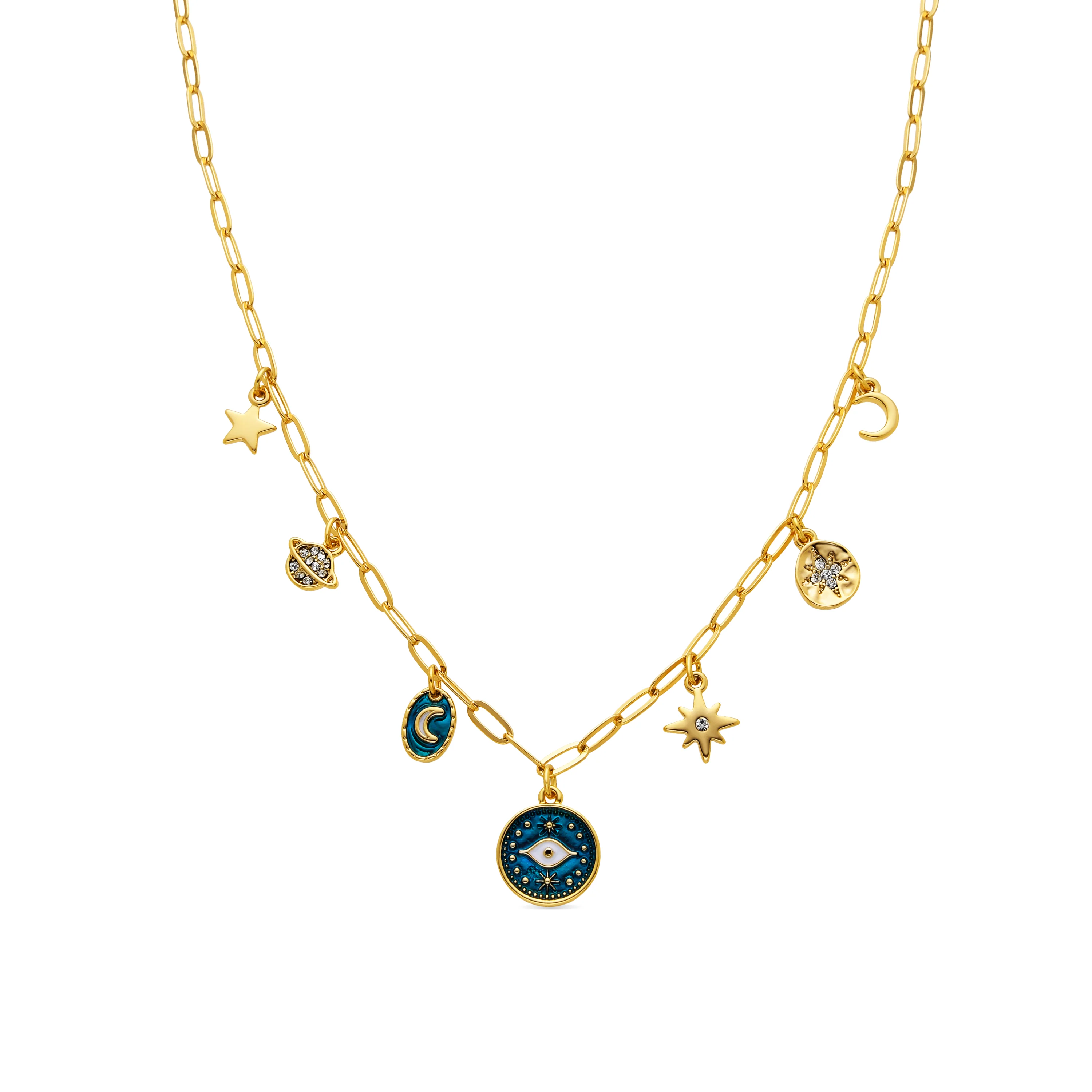 Collar acabado oro amarillo de 18k y Resina Azul - Wiwik