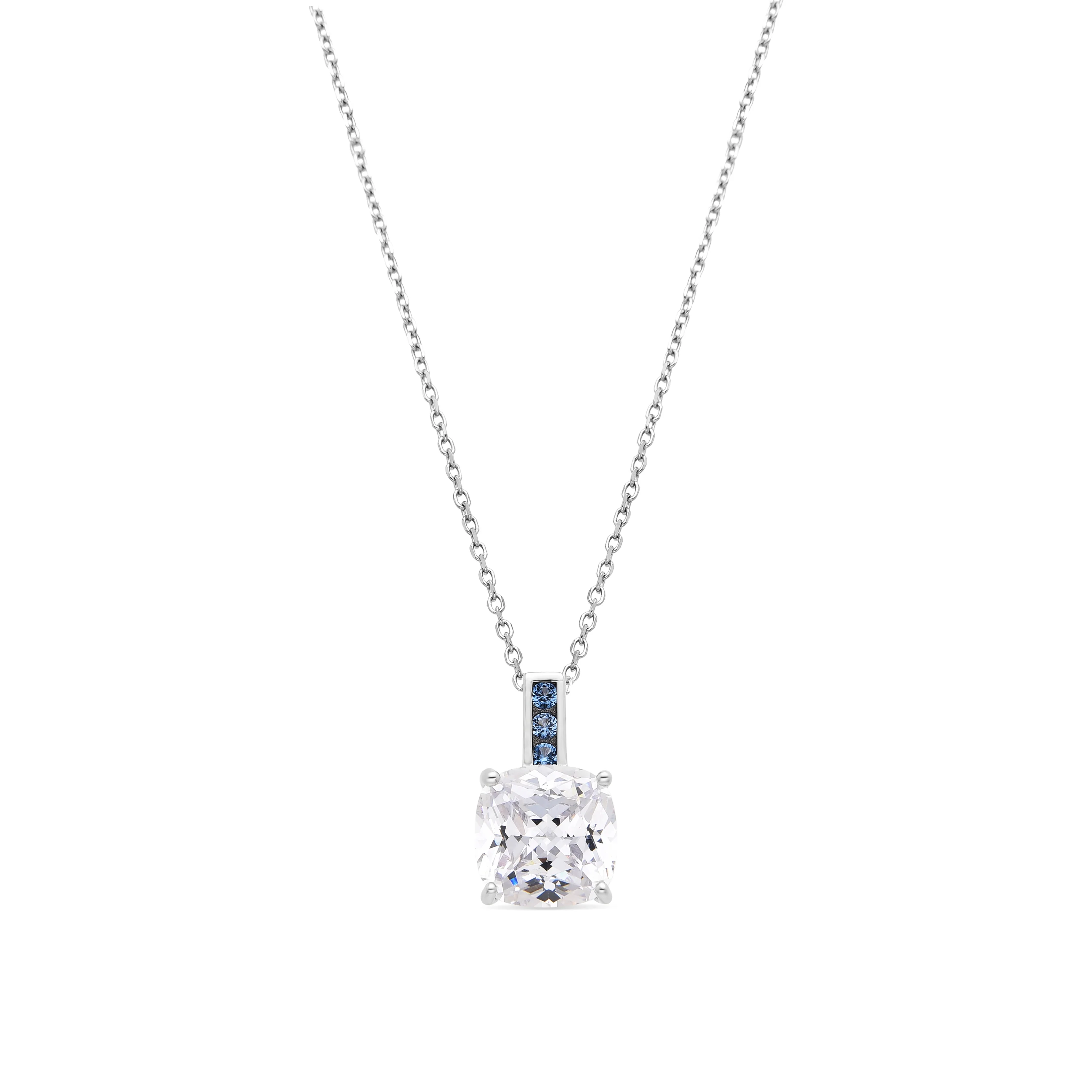 Collar de Plata de Ley 925 y Circonita Aguamarina acabado en rodio - Xephass