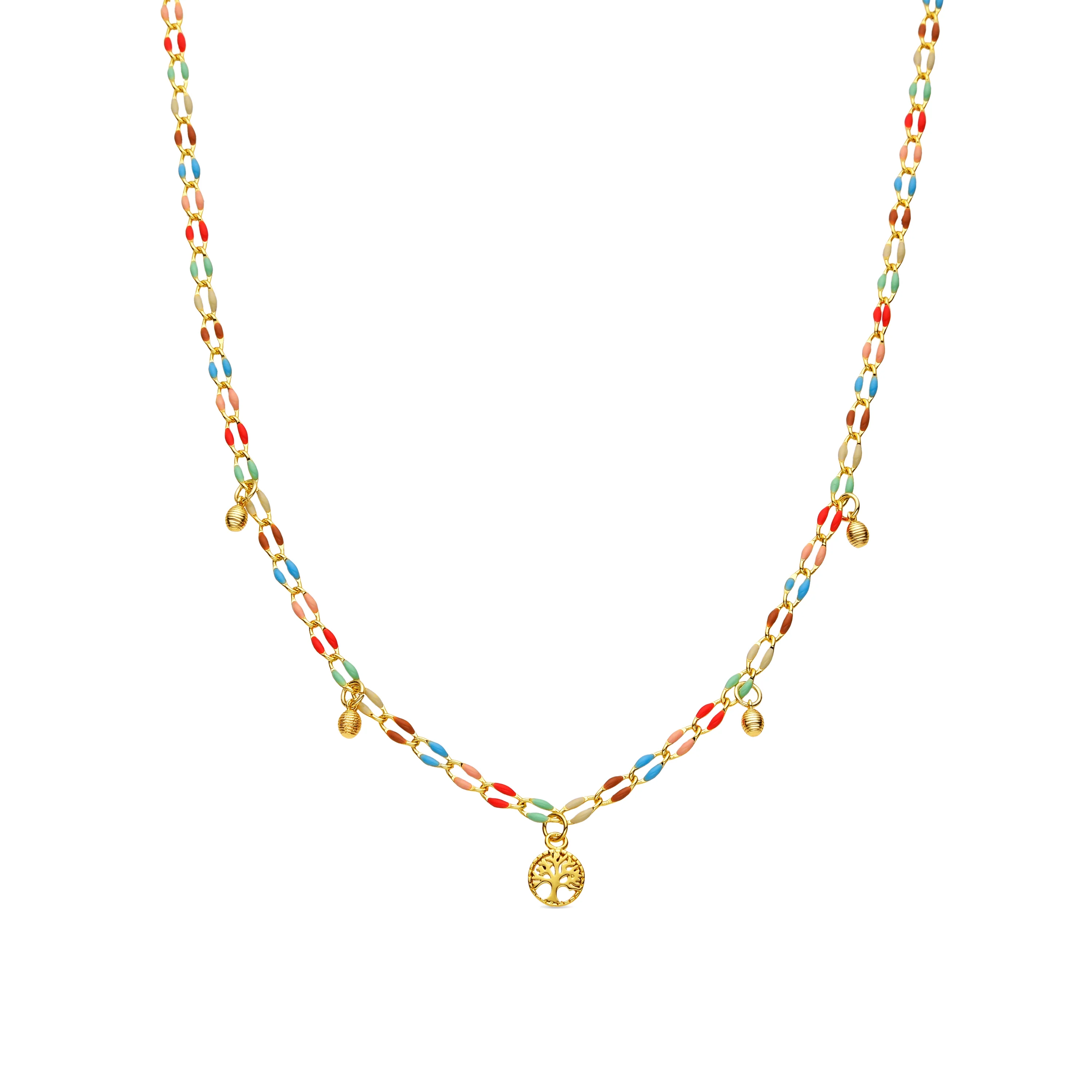 Collar de Plata de Ley 925 y Lacado Multicolor acabado oro amarillo de 18k - Ximue