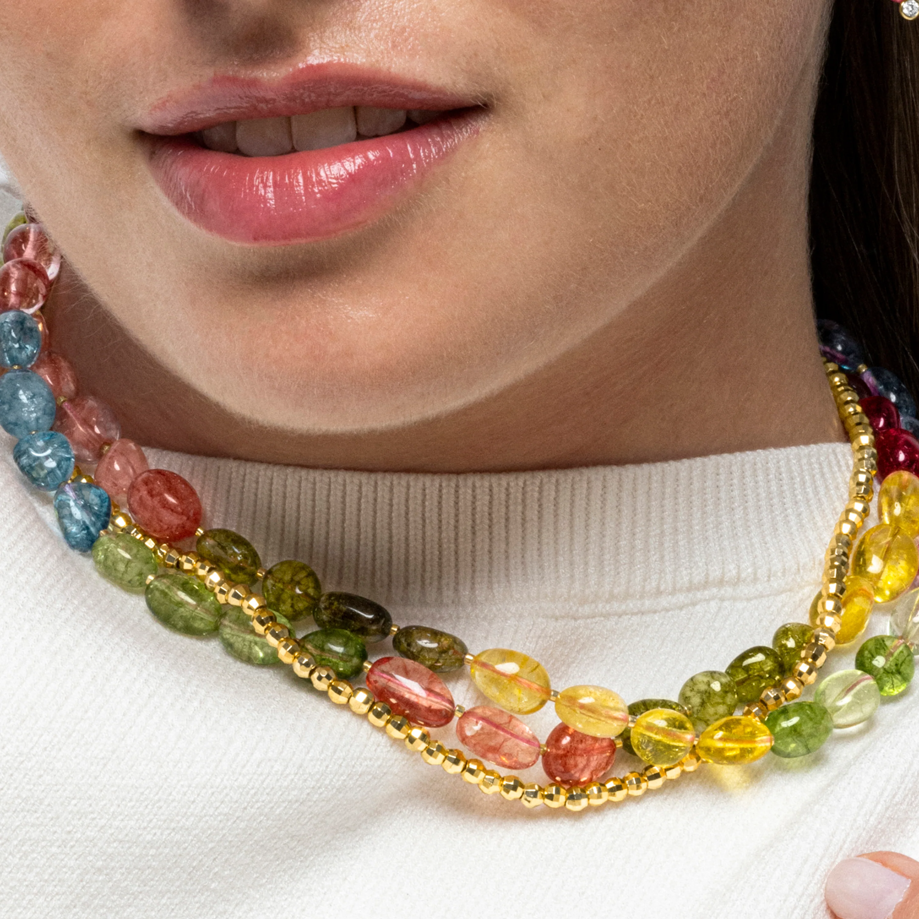 Collar de Plata de Ley 925 y Cristal Multicolor acabado oro 18k - Xiua - Image 3