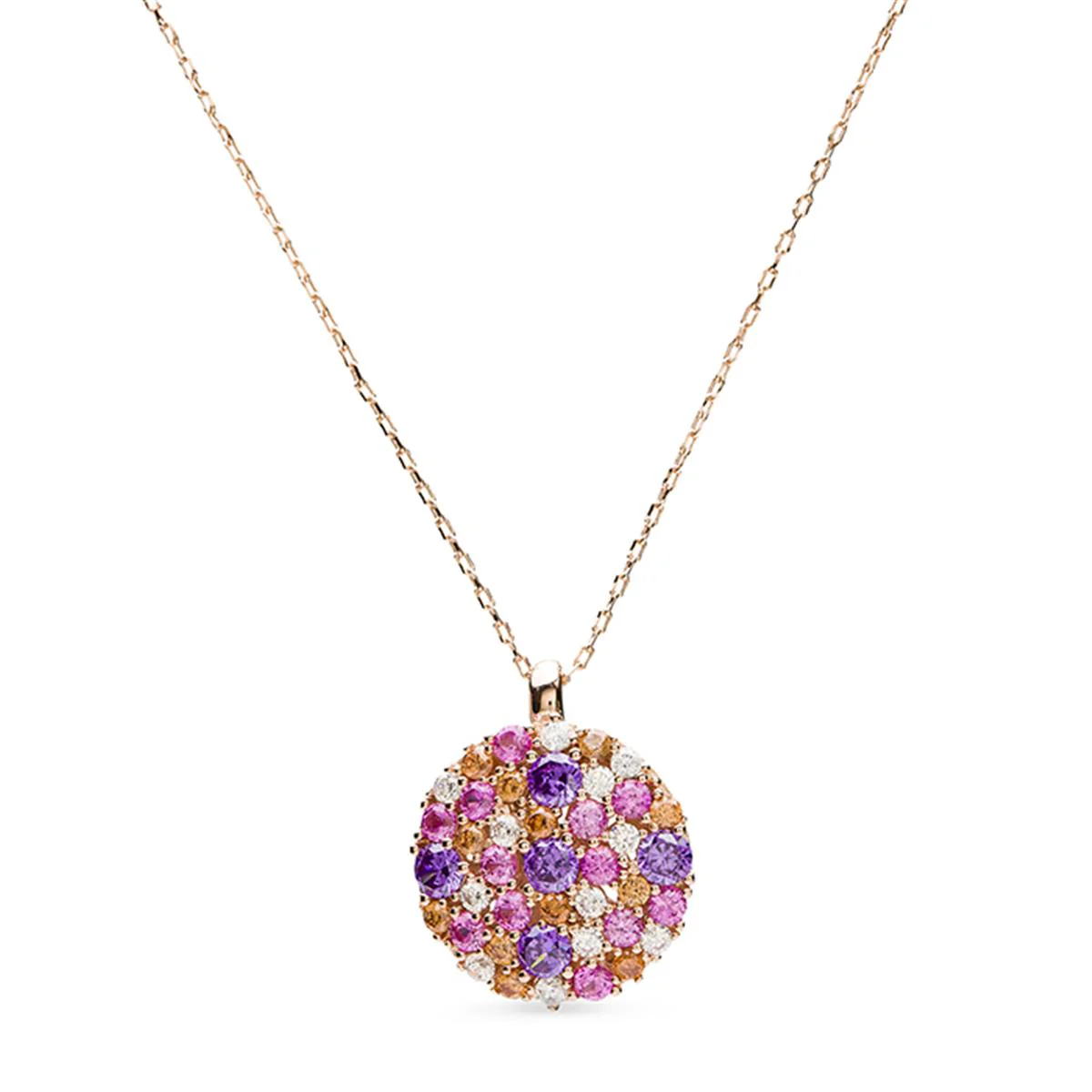 Collar Yaki Plata, Oro Rosa y Multicolor Cz - Yaki MULTICOLOR