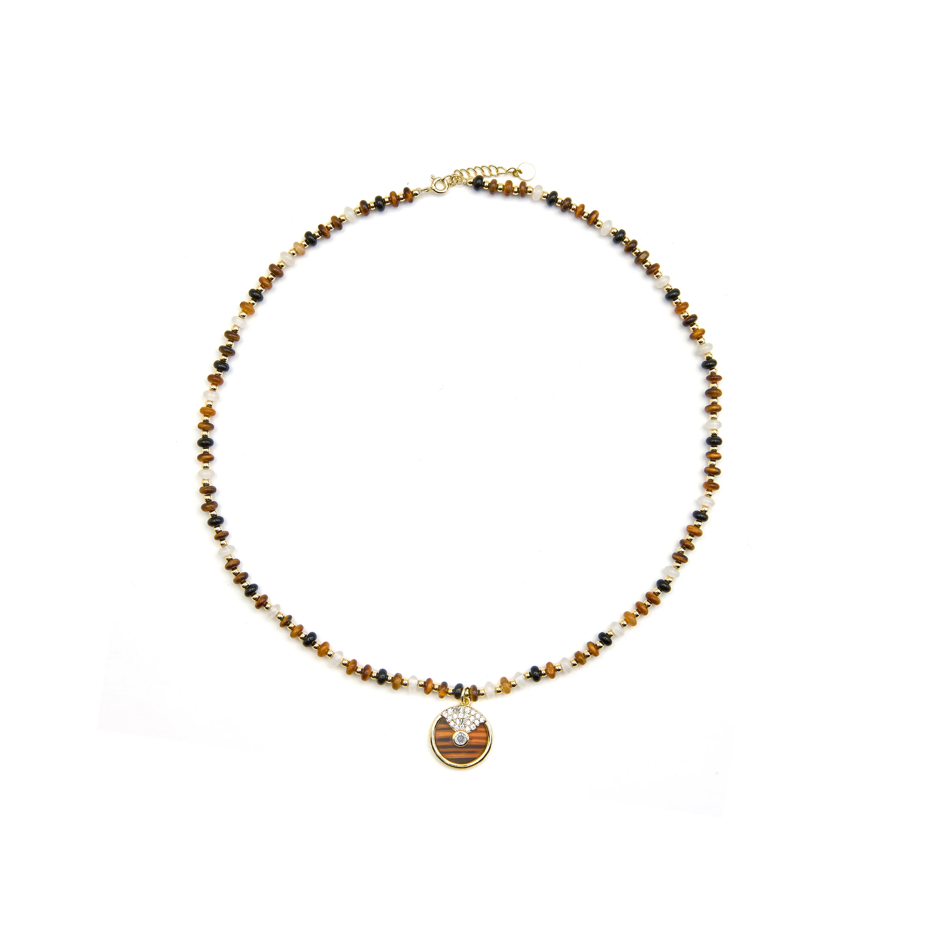 Collar de Plata de Ley 925 y Ojo de Tigre acabado oro 18k - Yalah - Image 3